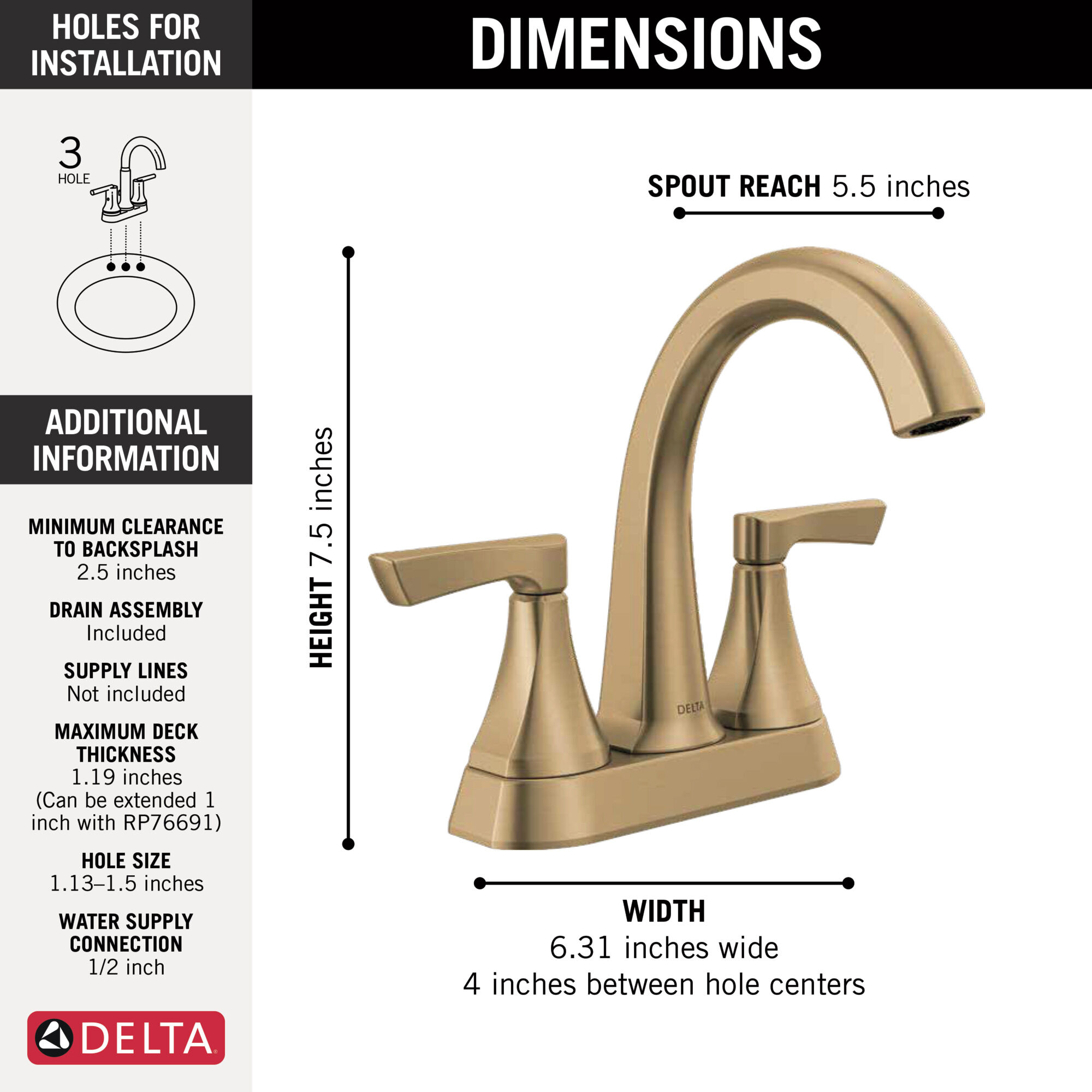 Two Handle Centerset Bathroom Faucet in Champagne Bronze 25892LF