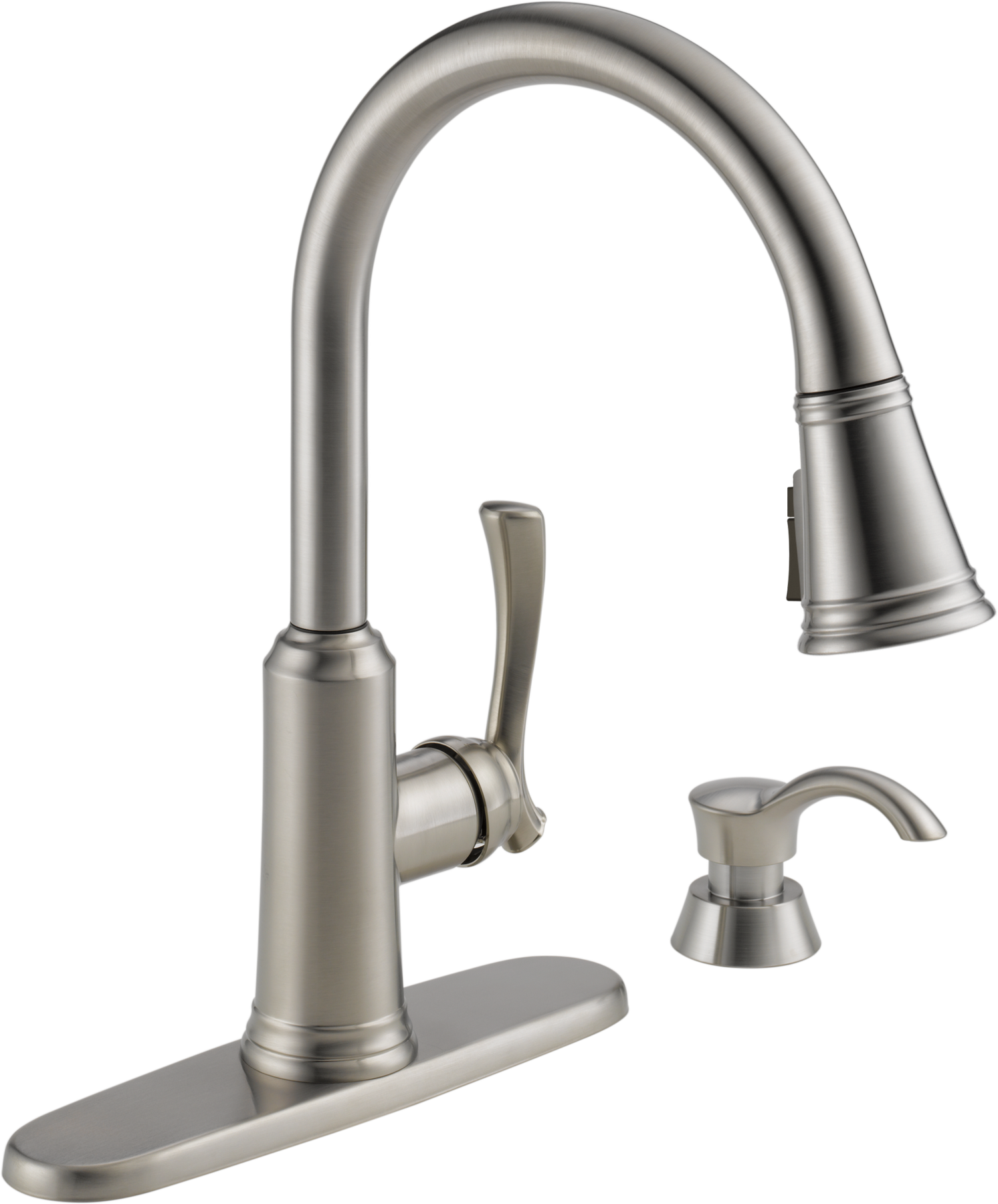 Single Handle Pull-Down Kitchen Faucet with Soap Dispenser and