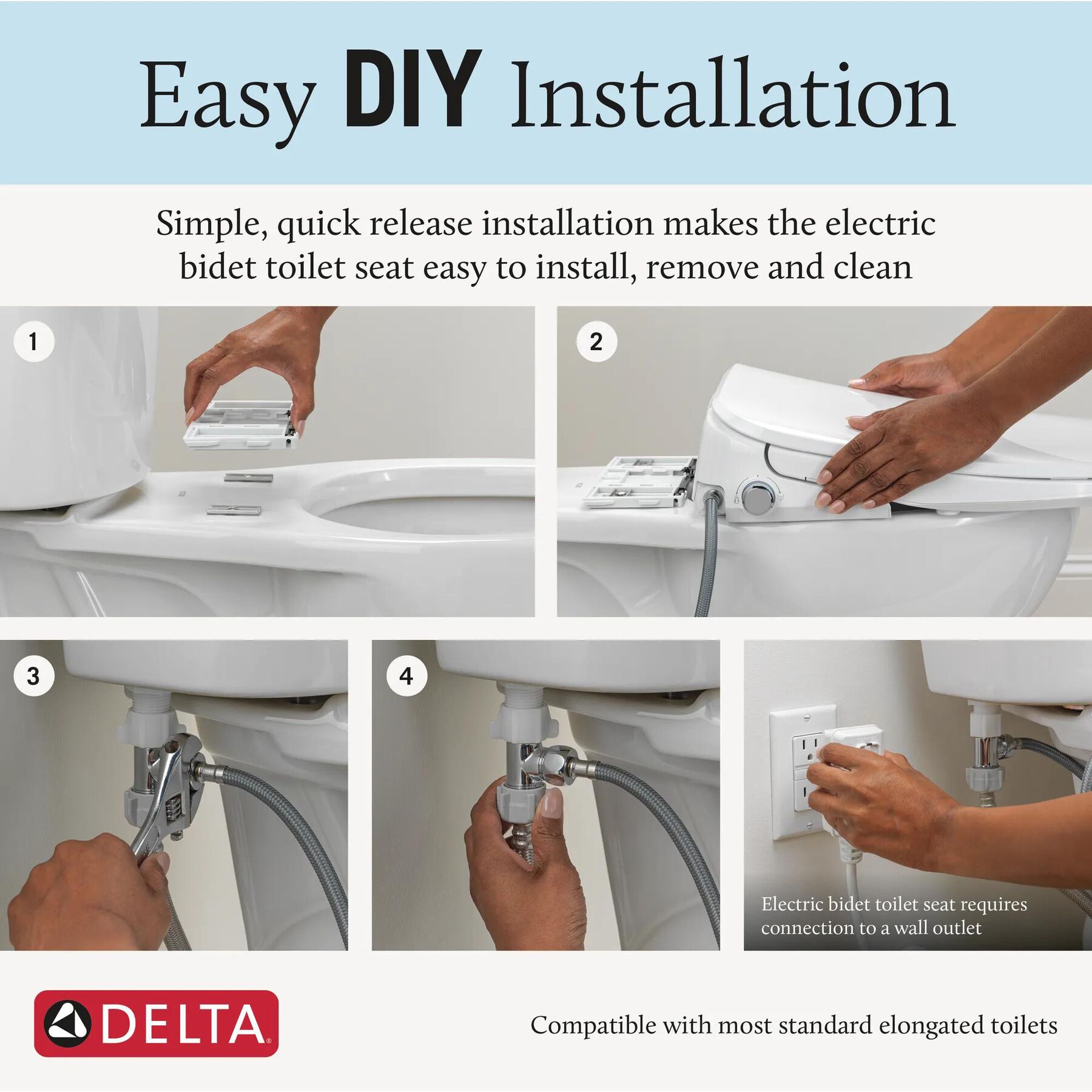 Premium Elongated Electric Bidet Toilet Seat, image 7