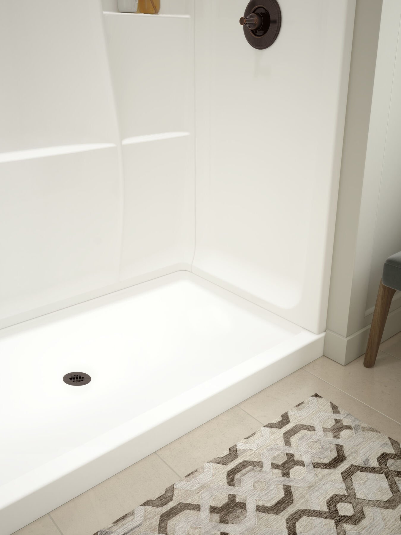 Classic 400 60" x 32" Shower Base Center Drain in High Gloss White