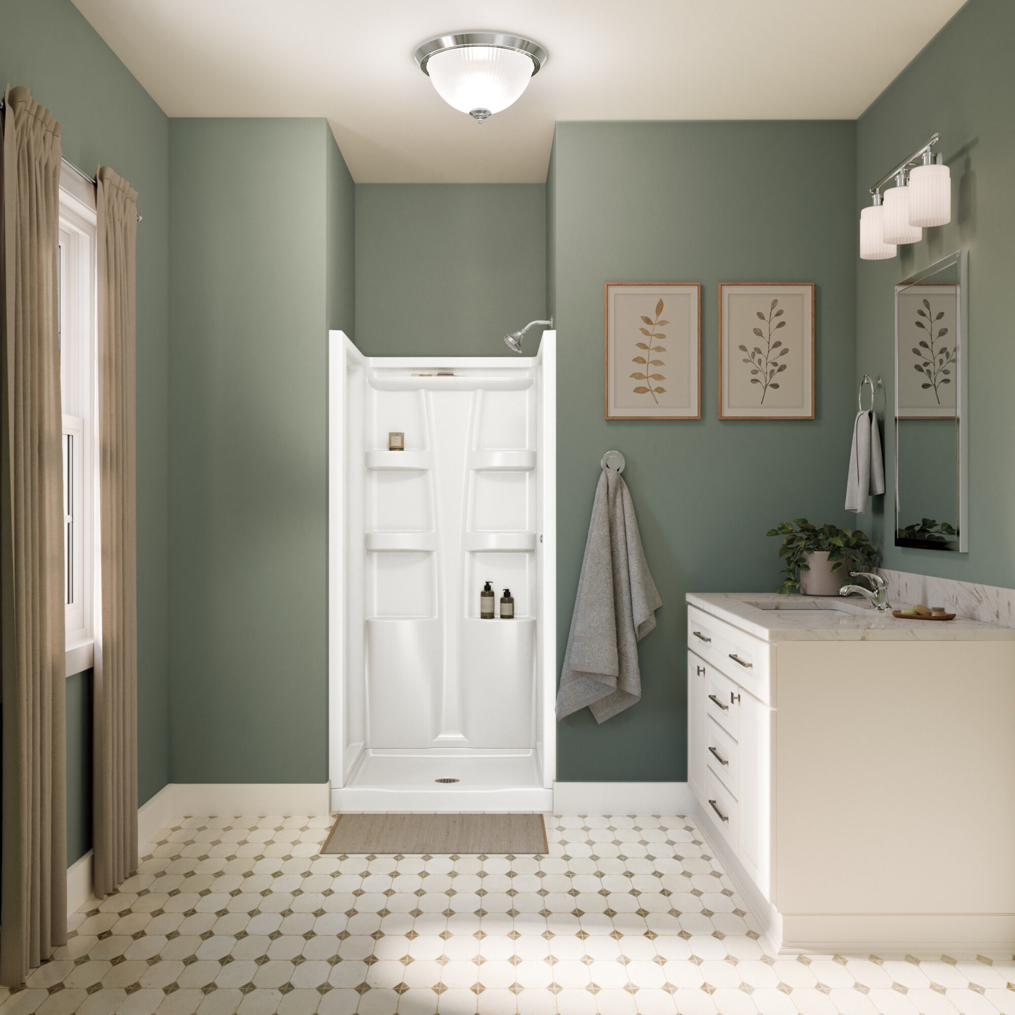 ProCrylic 36 in. x 36 in.Shower Base Center Drain in High Gloss