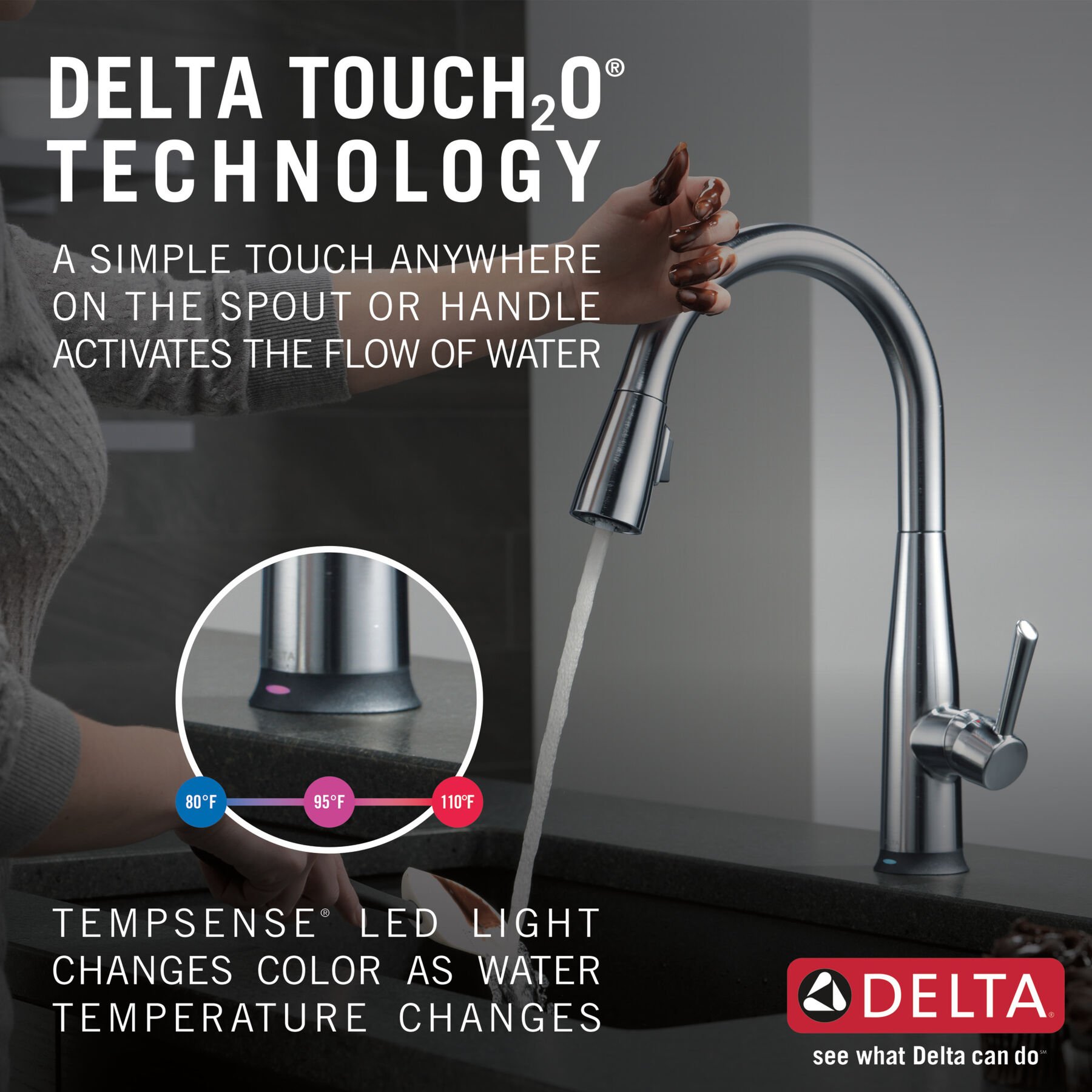 Single Handle Pull-Down Kitchen Faucet with Touch<sub>2</sub>O&reg; Technology Technology (Recertified)