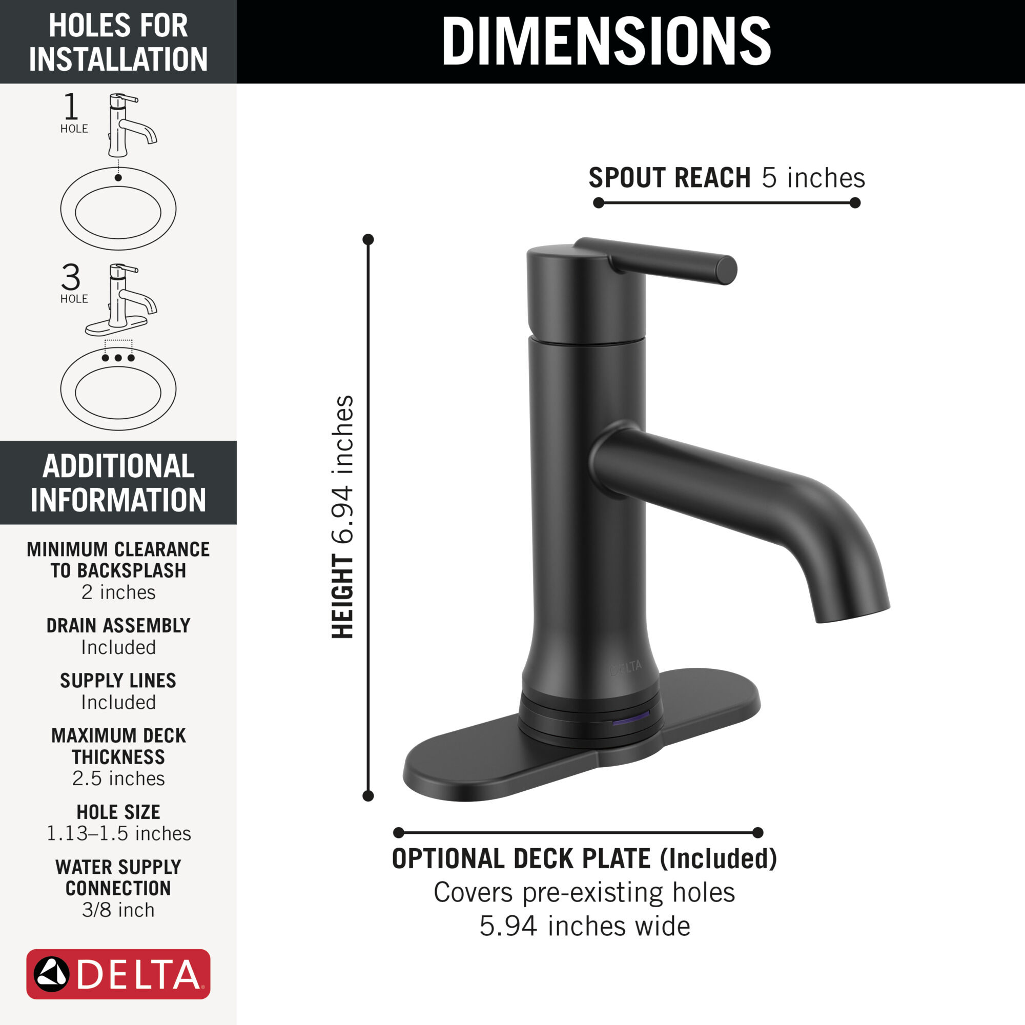 Touch2O Bathroom Faucet with Touchless Technology in Matte Black