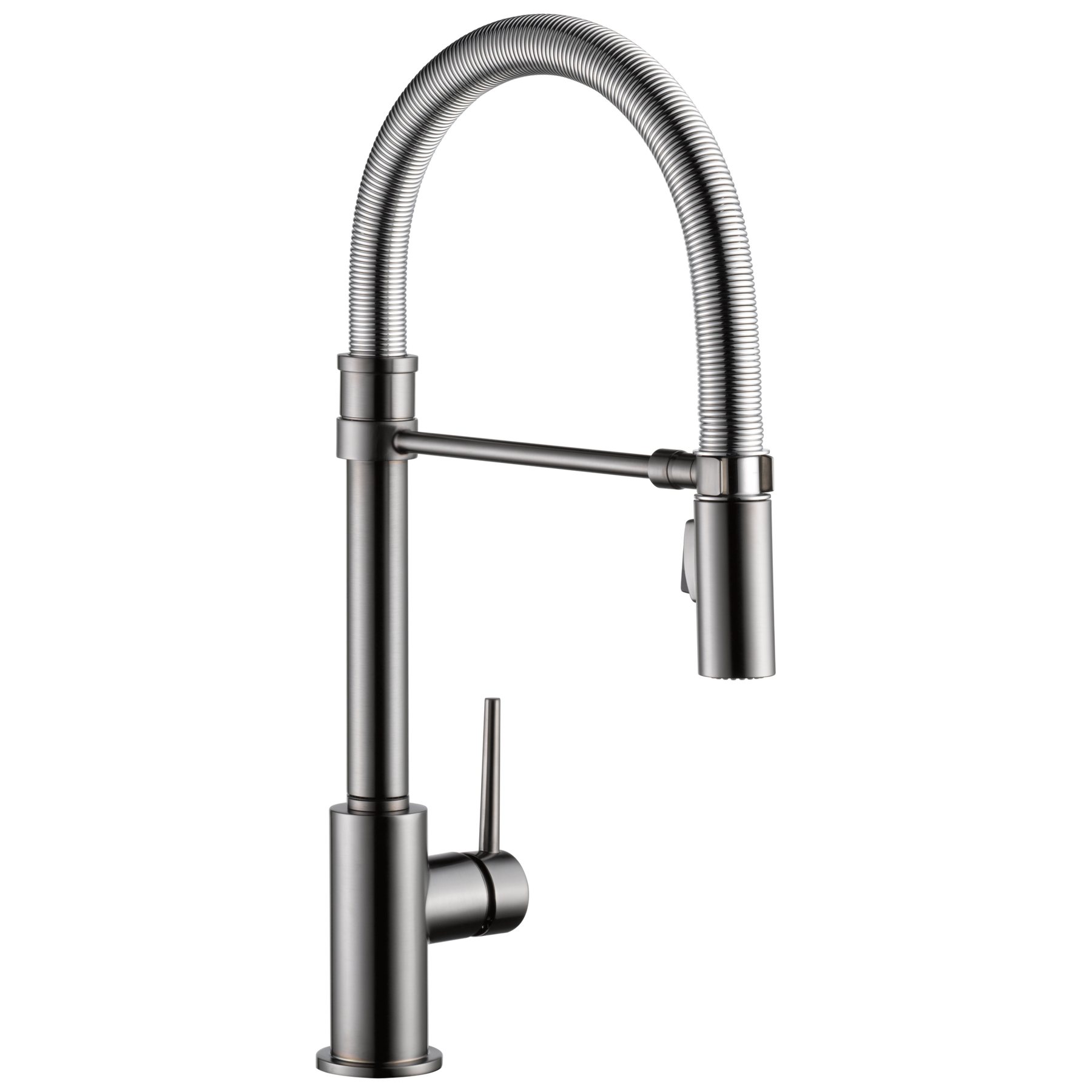 Single-Handle Pull-Down Spring Kitchen Faucet in Black Stainless