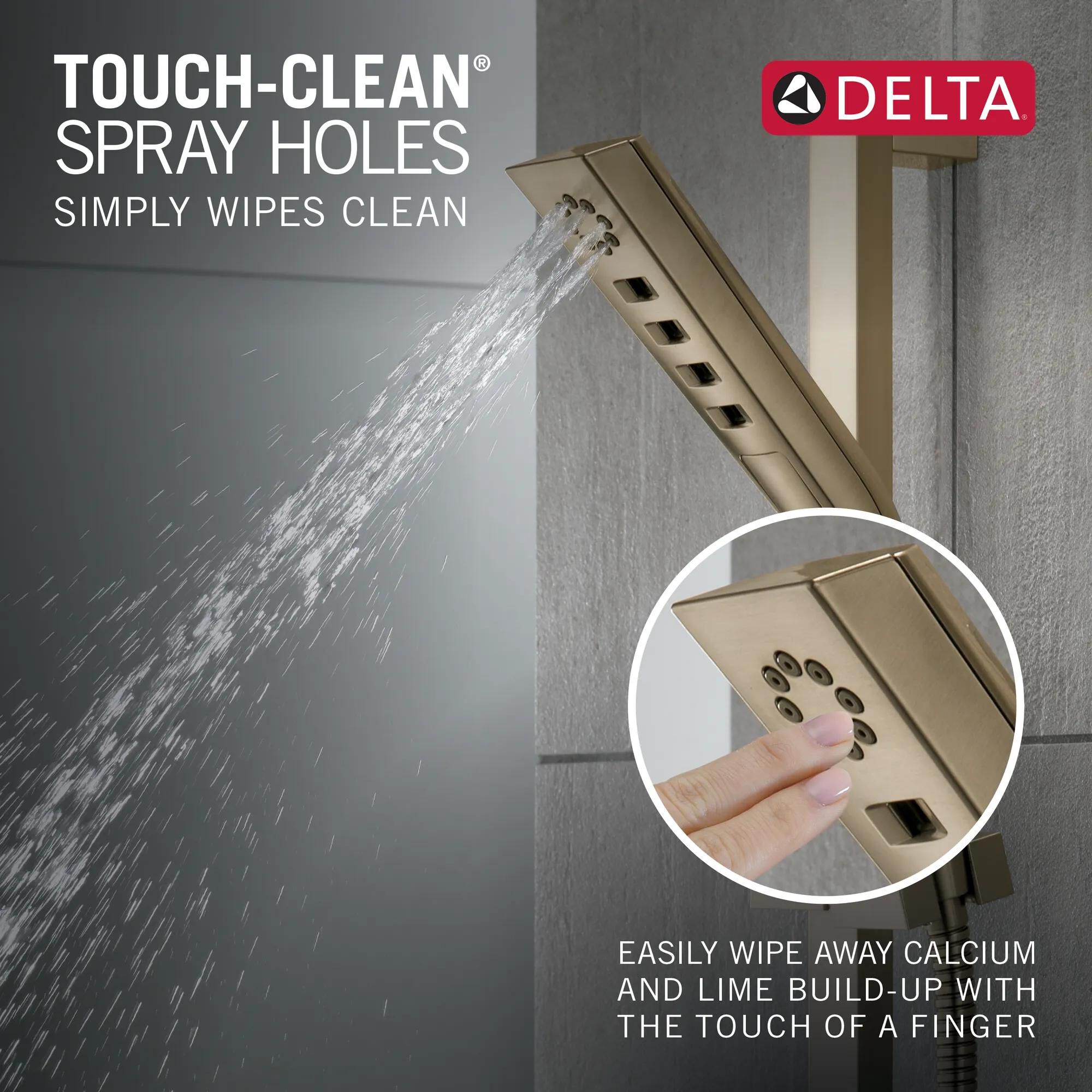 H2Okinetic® 3-Setting Slide Bar Hand Shower in Lumicoat® Champagne