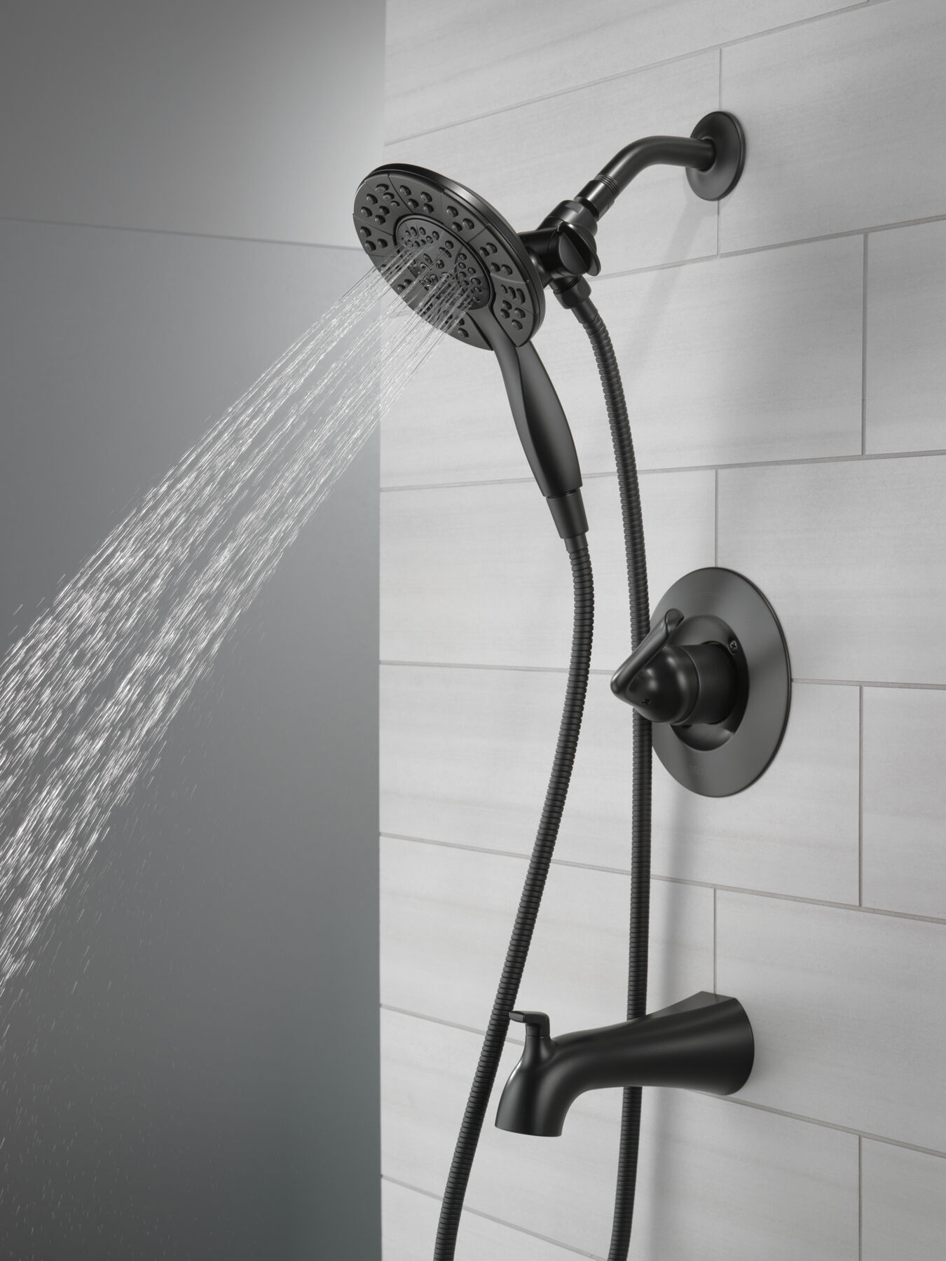 Tub/Shower Rough & Trim 1L 14S (Recertified) in Matte Black 144840-BL-I ...