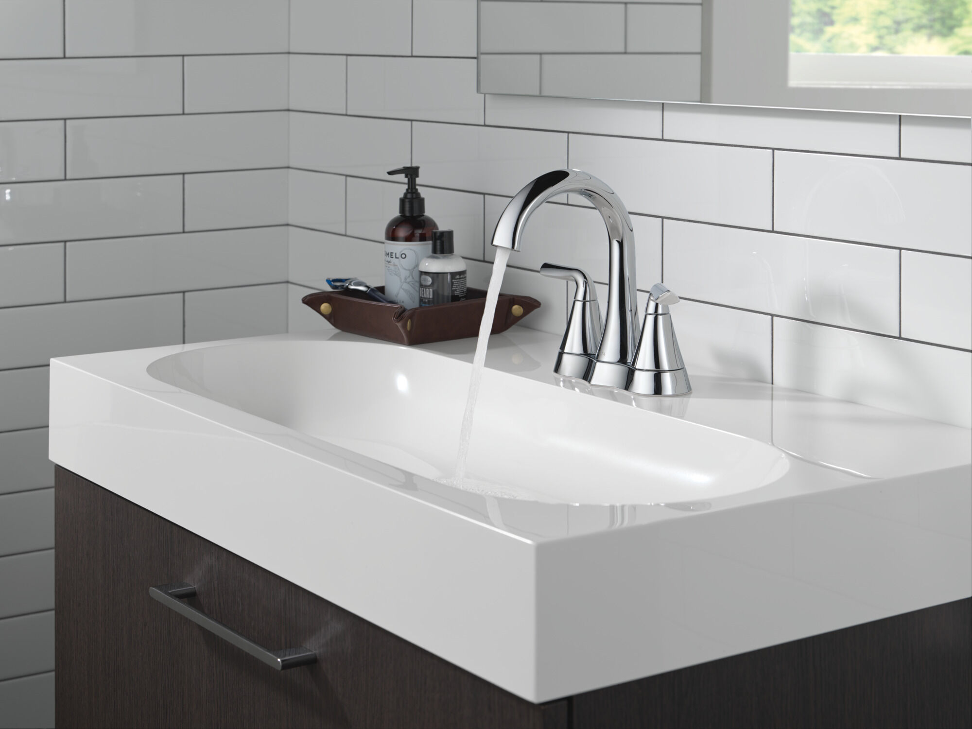 Two Handle Centerset Bathroom Faucet in Chrome 25847LF | Delta Faucet