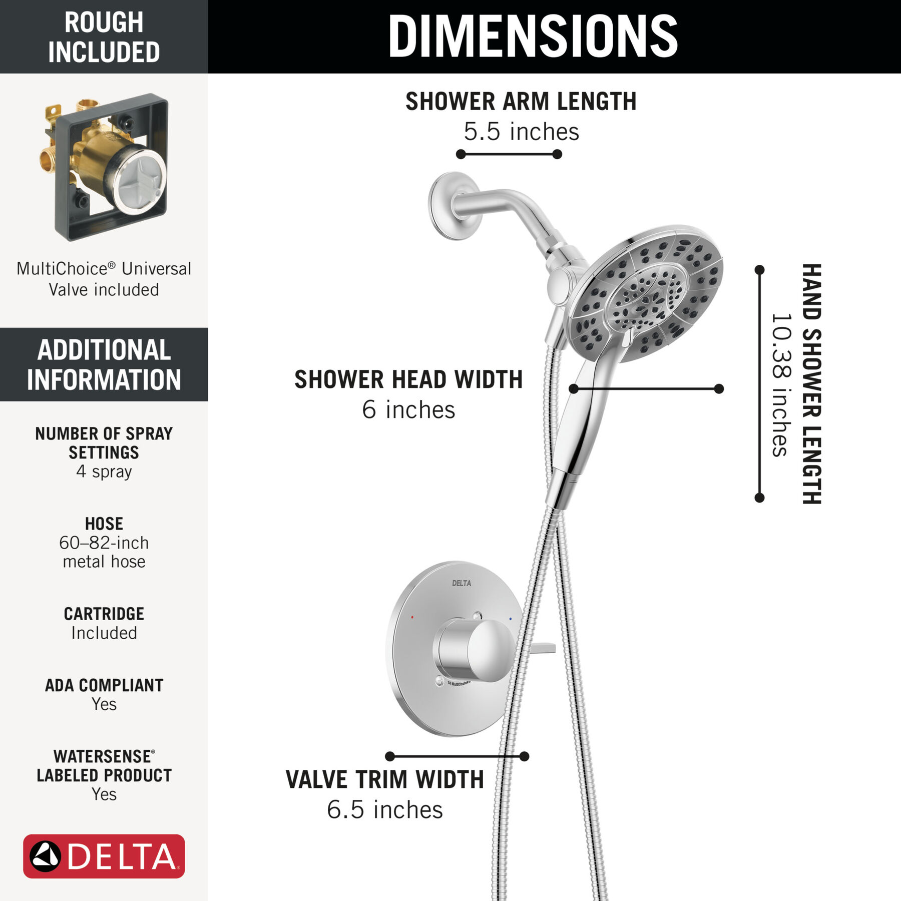 Shower Trim with High-Flow Rough Bundle