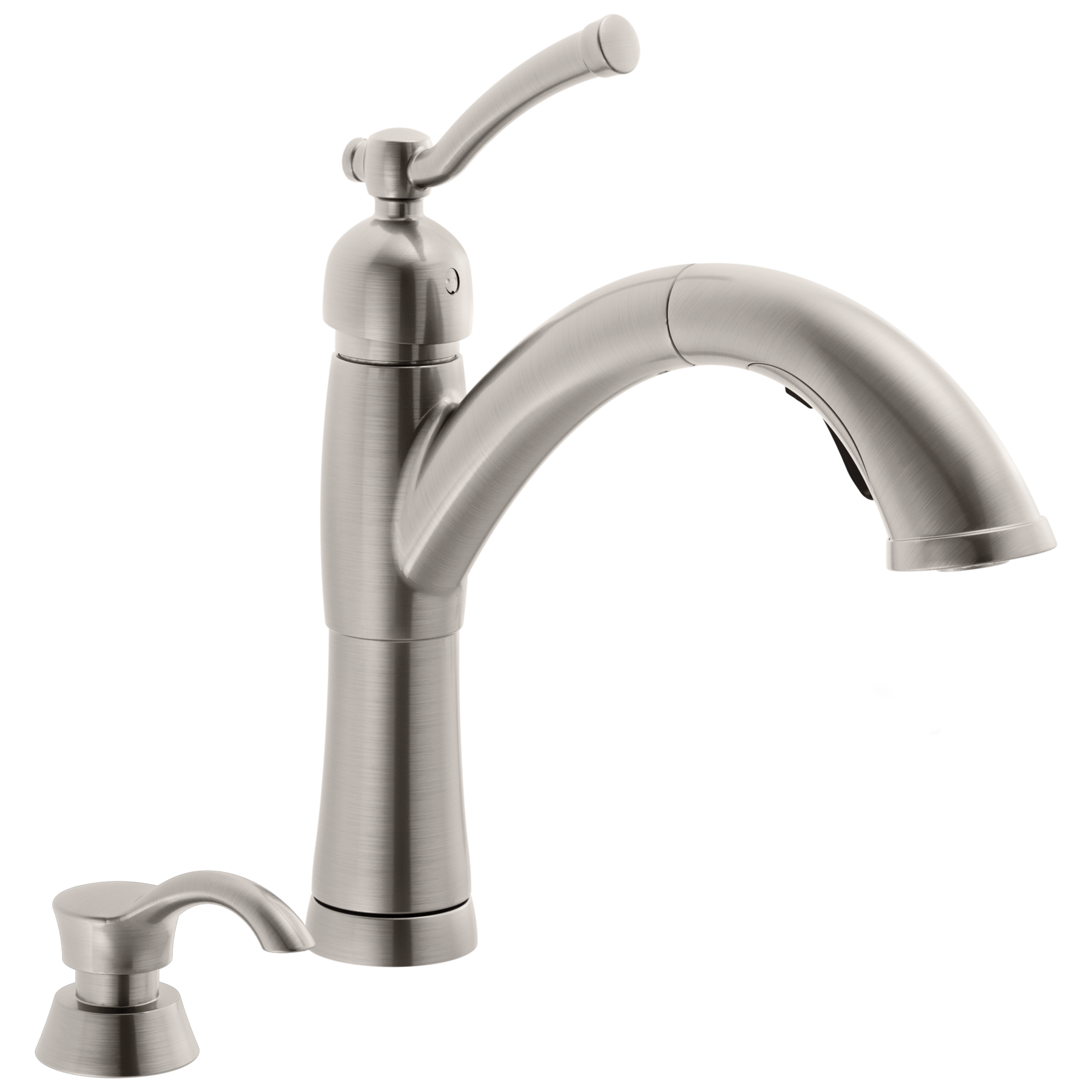 Single Handle Pull-Out Kitchen Faucet with Soap Dispenser in