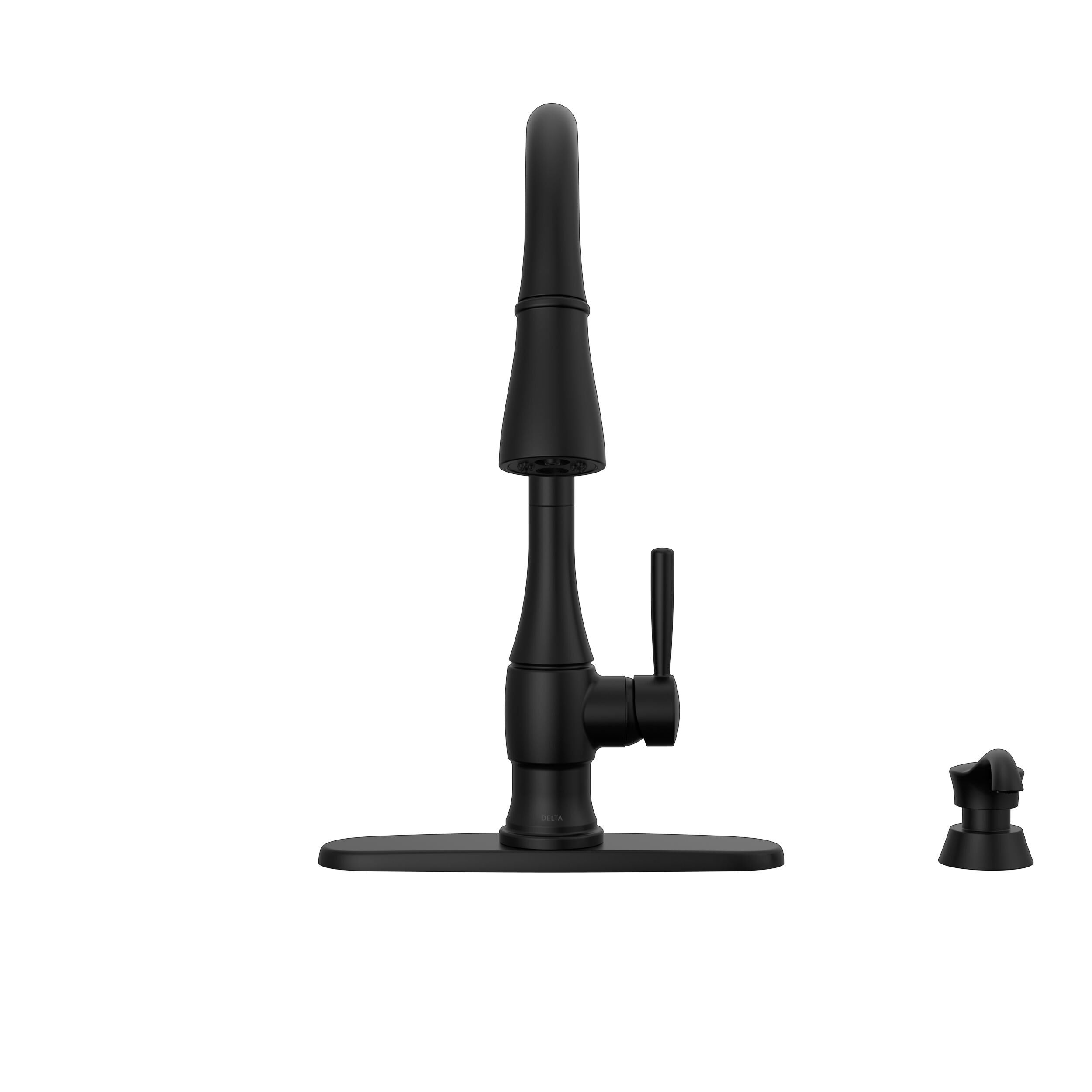 Single Handle Pull-Down Kitchen Faucet with Soap Dispenser and