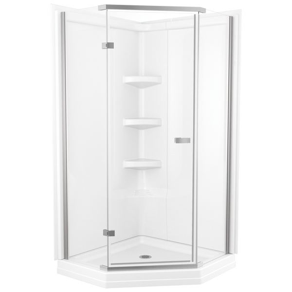 38'' DirecttoStud Corner Shower Wall Set in High Gloss White B67916
