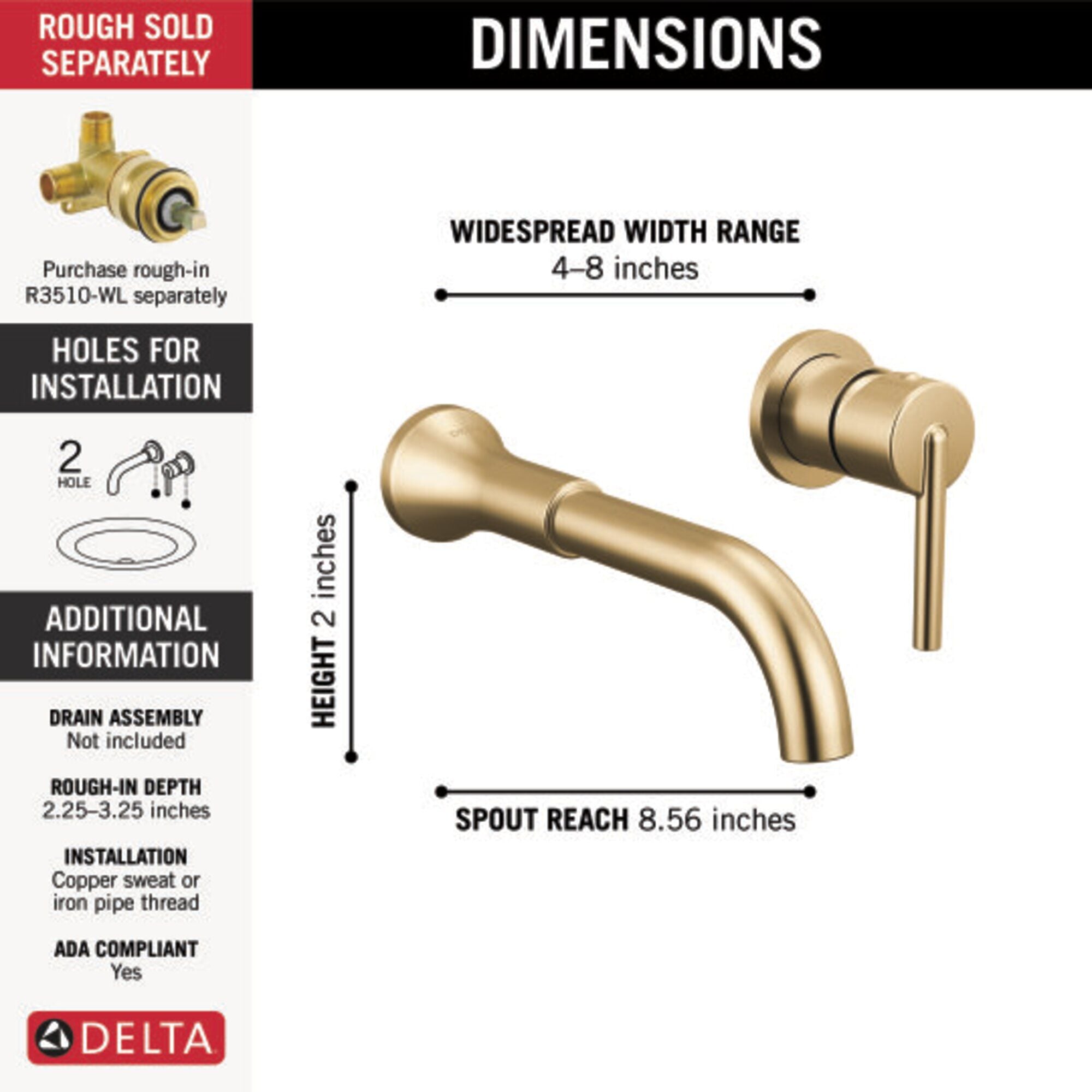 Single Handle Wall Mount Bathroom Faucet Trim (Recertified) in