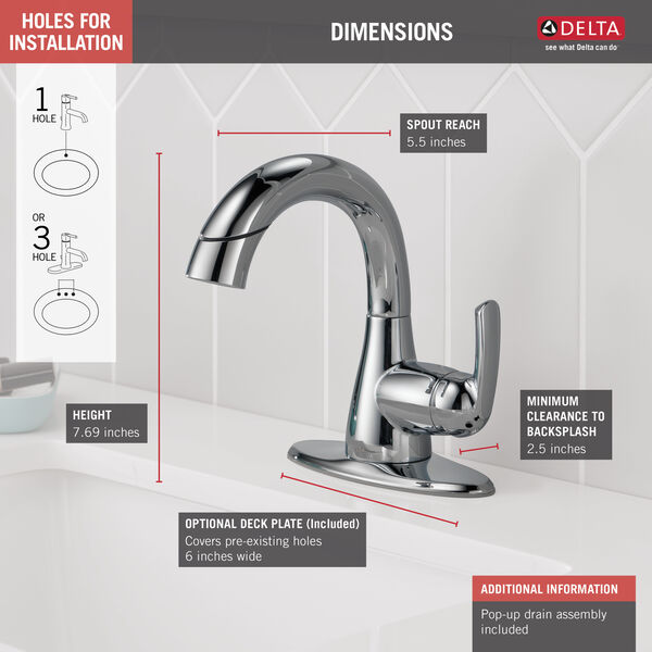 Single Handle Centerset Pull Down Bathroom Faucet In Chrome 15765lf Pd Delta - Best Rated Bathroom Faucets 2019