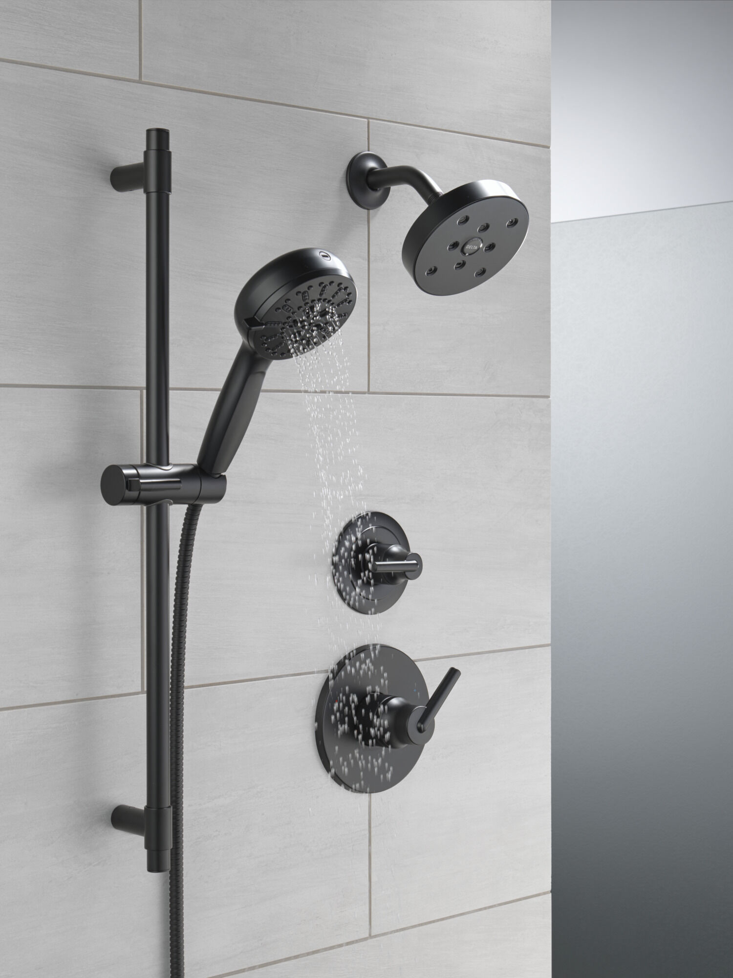 7-Setting Slide Bar Hand Shower with Cleaning Spray in Matte Black