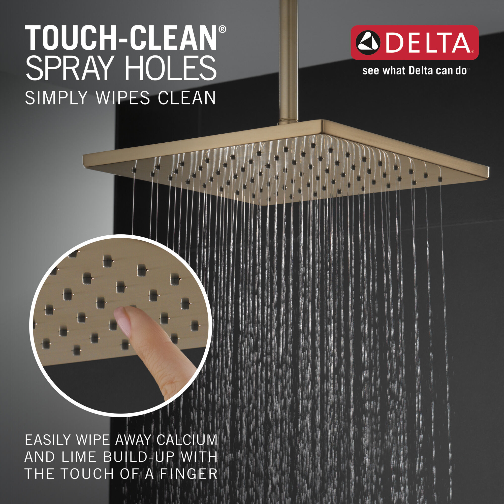 Single-Setting Metal Raincan Shower Head in Lumicoat® Champagne