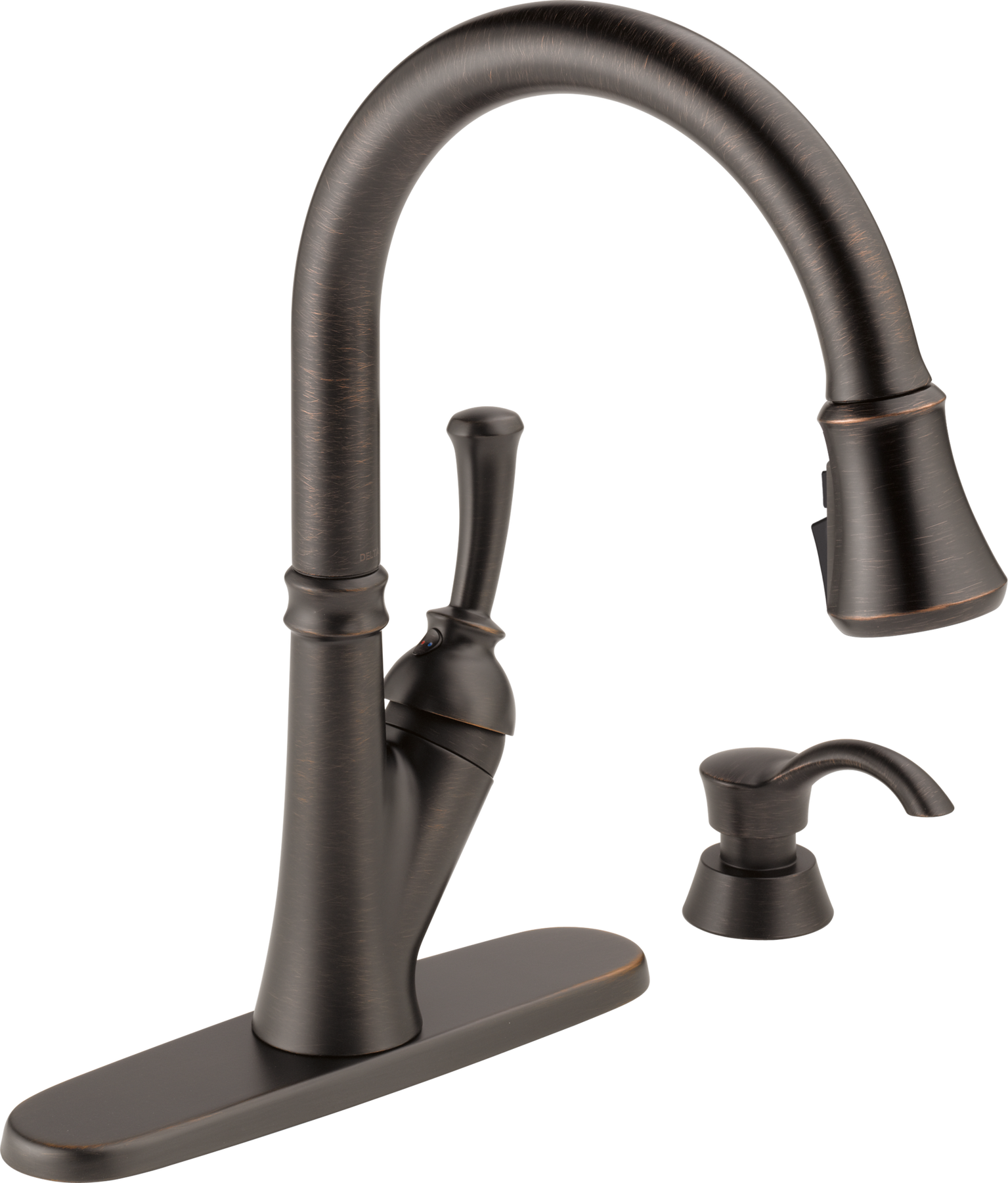 Single Handle Pull-Down Kitchen Faucet with Soap Dispenser and