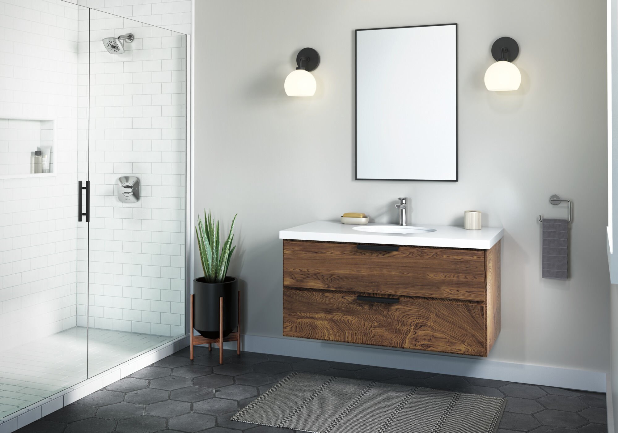Single-Hole Lavatory Faucet with Shower Trim Bundle - 14 Series in