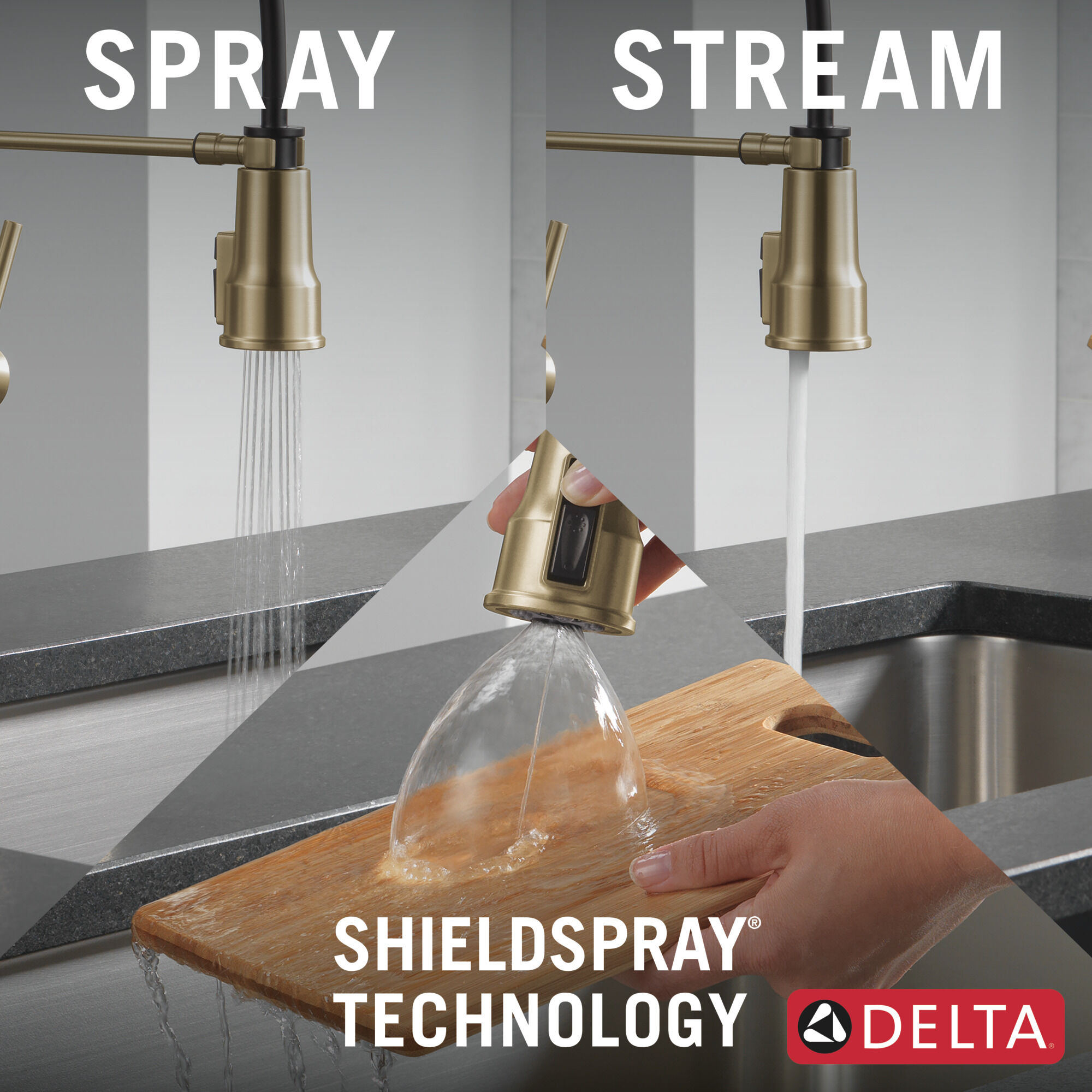 Single-Handle Pull-Down Spring Kitchen Faucet in Champagne Bronze