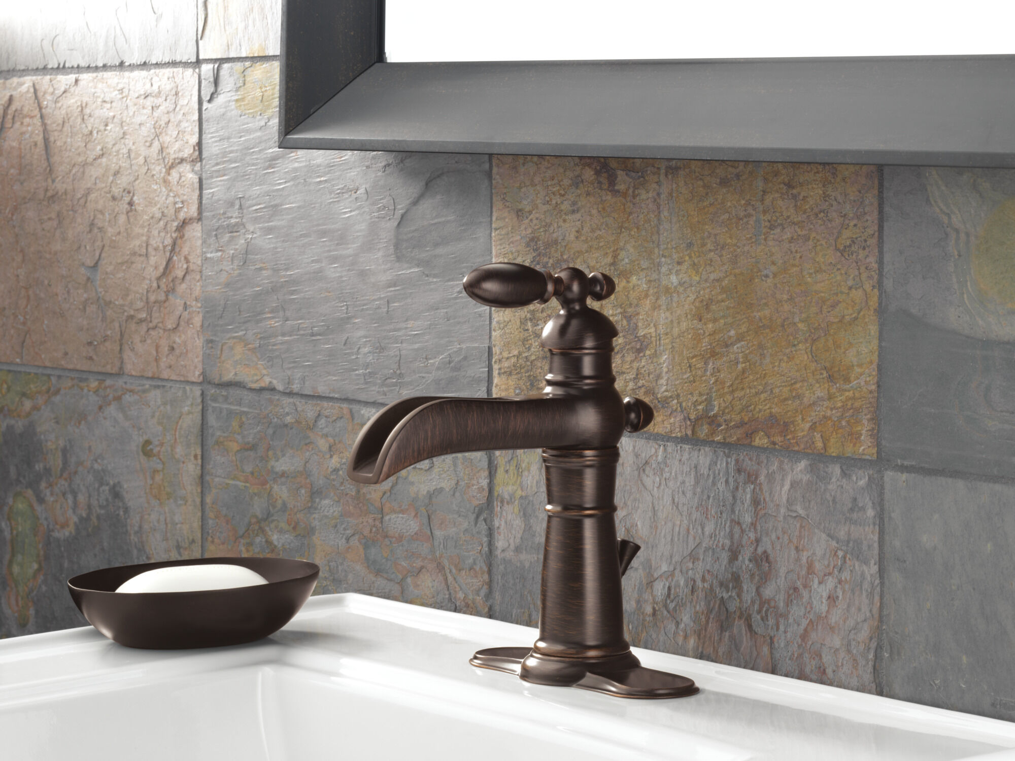 Single Handle Channel Bathroom Faucet in Venetian Bronze 554LF-RB