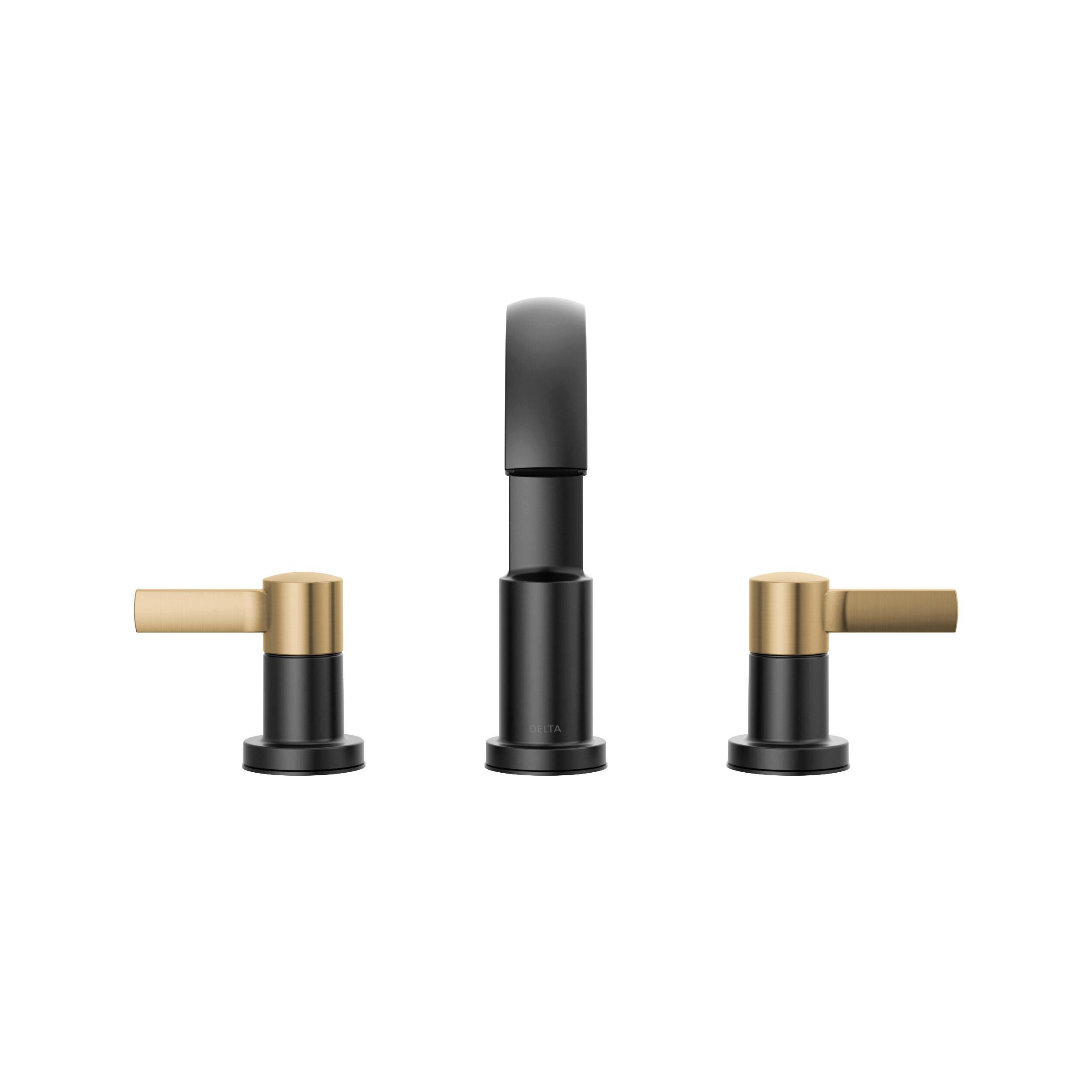 Two Handle Widespread Bathroom Faucet in Matte Black / Champagne