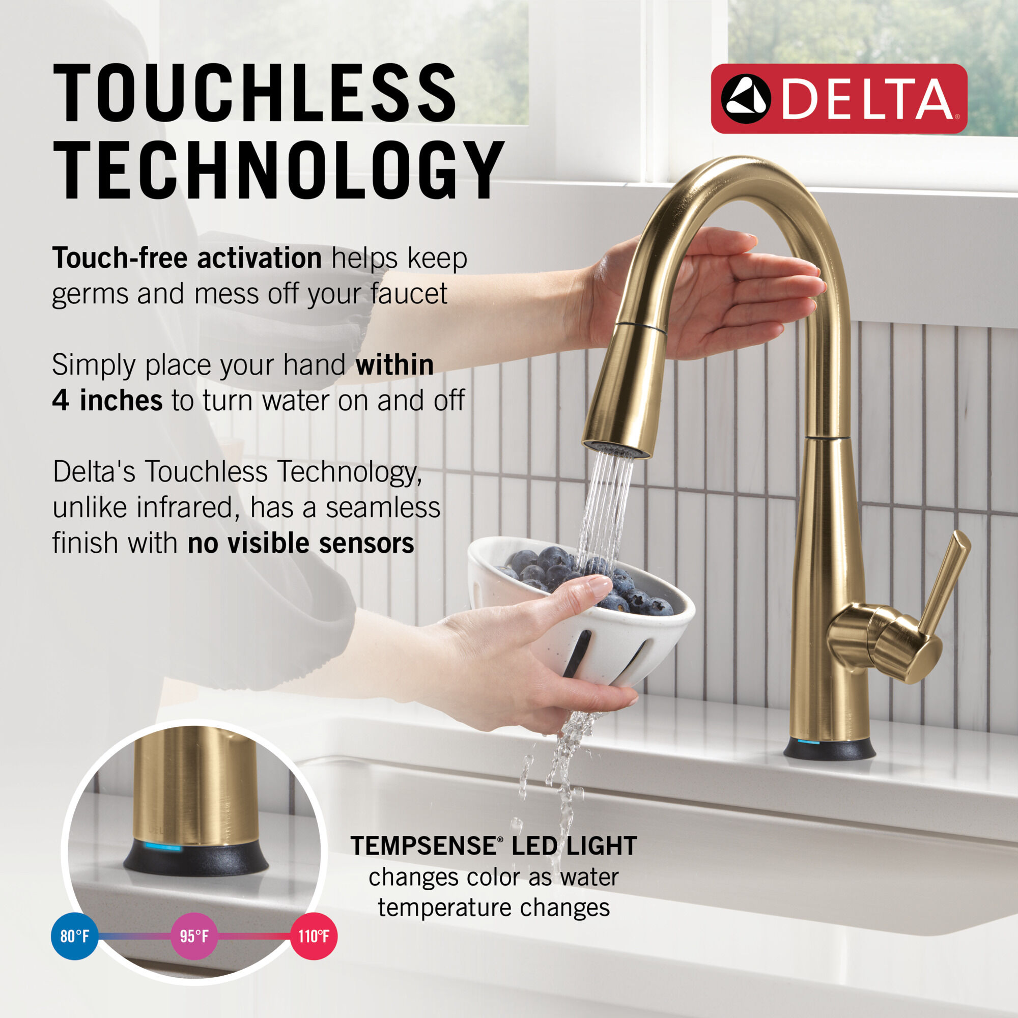 Touch2O® Technology Kitchen Faucet with Touchless Technology in