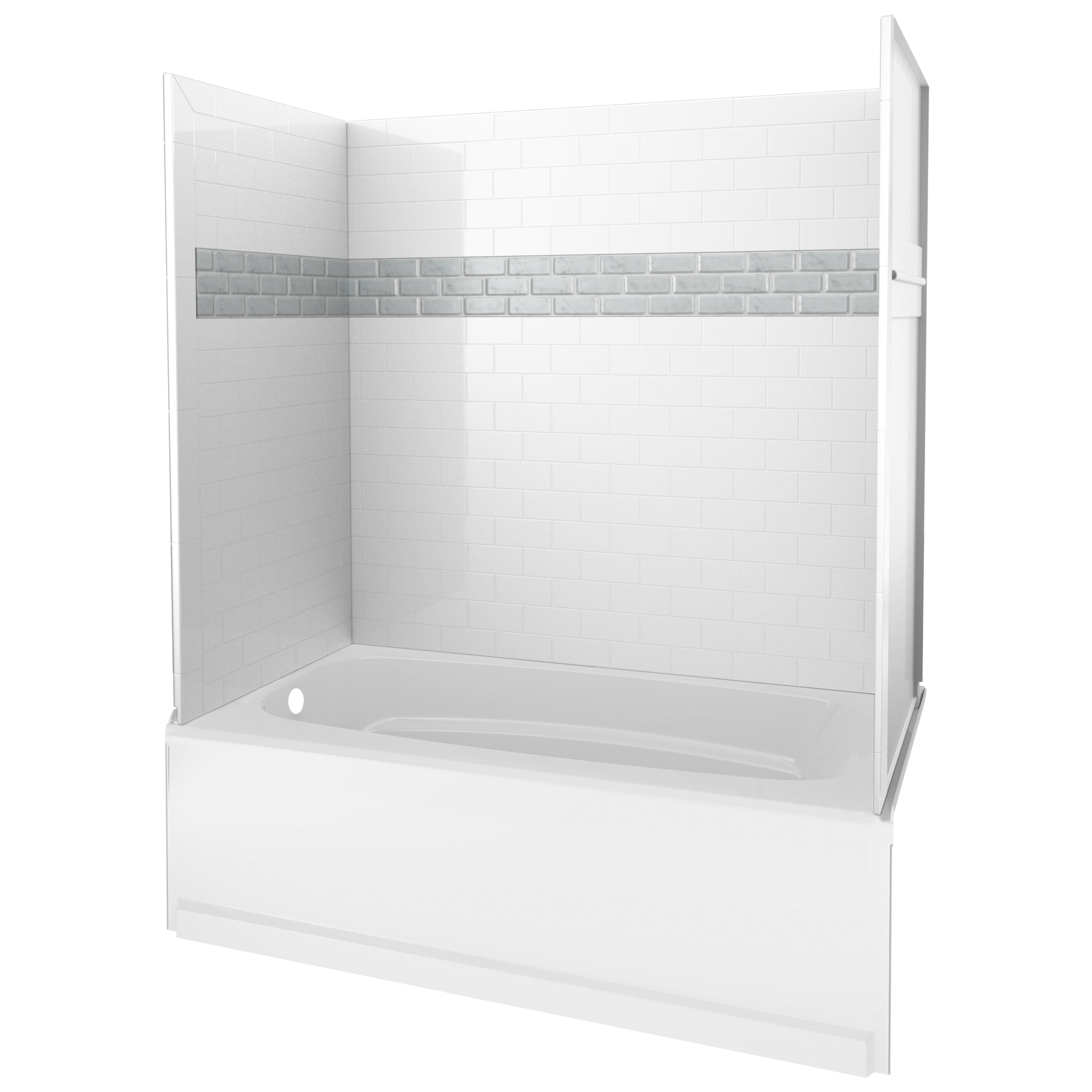 60'' x 60" x 32''Bathtub Wall Set in High Gloss White B664146032WH