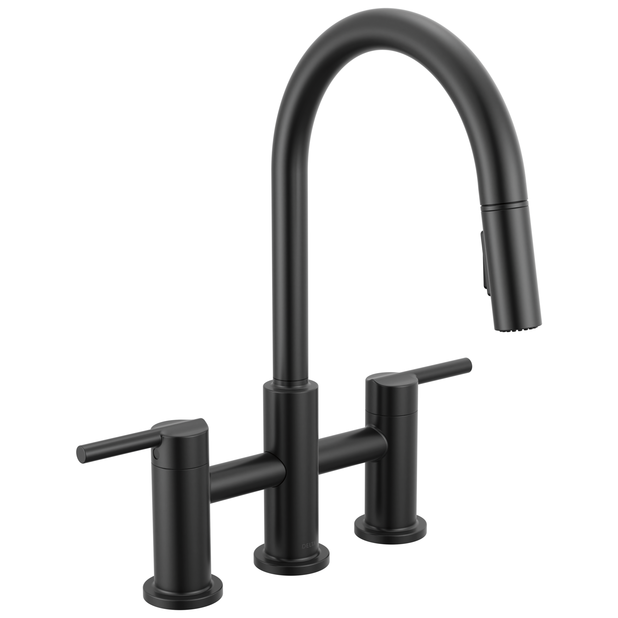 Delta Nicoli™ Pull-Down Bridge Kitchen Faucet - Two Handle - 1.8 GPM in Matte Black