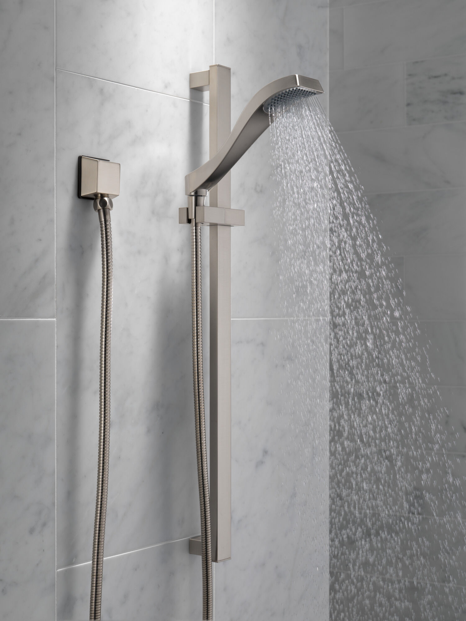 Premium Single-Setting Slide Bar Hand Shower in Stainless 57051-SS
