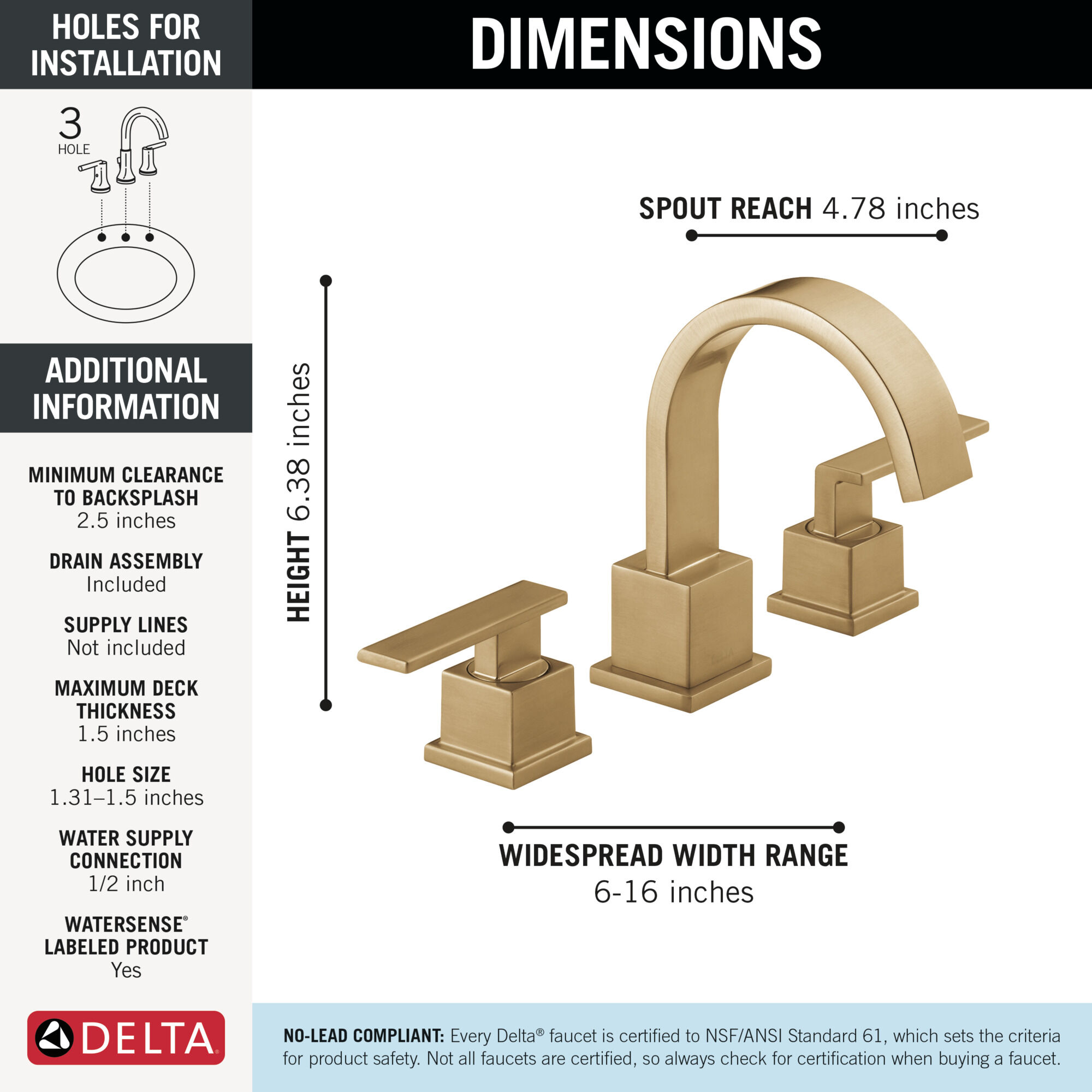 Two Handle Widespread Bathroom Faucet in Champagne Bronze 3553LF