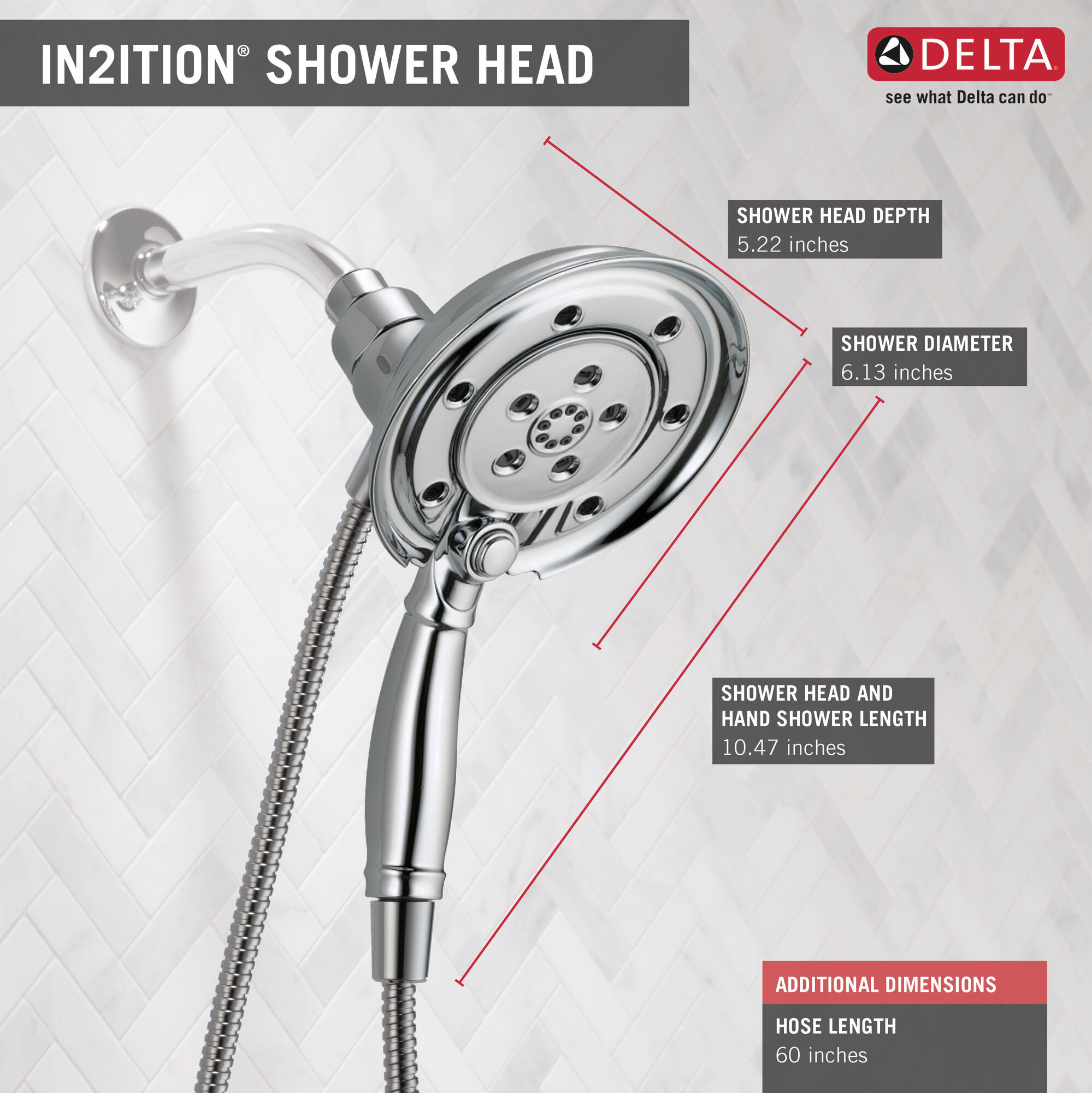 H2Okinetic® In2ition® 4-Setting Two-in-One Shower