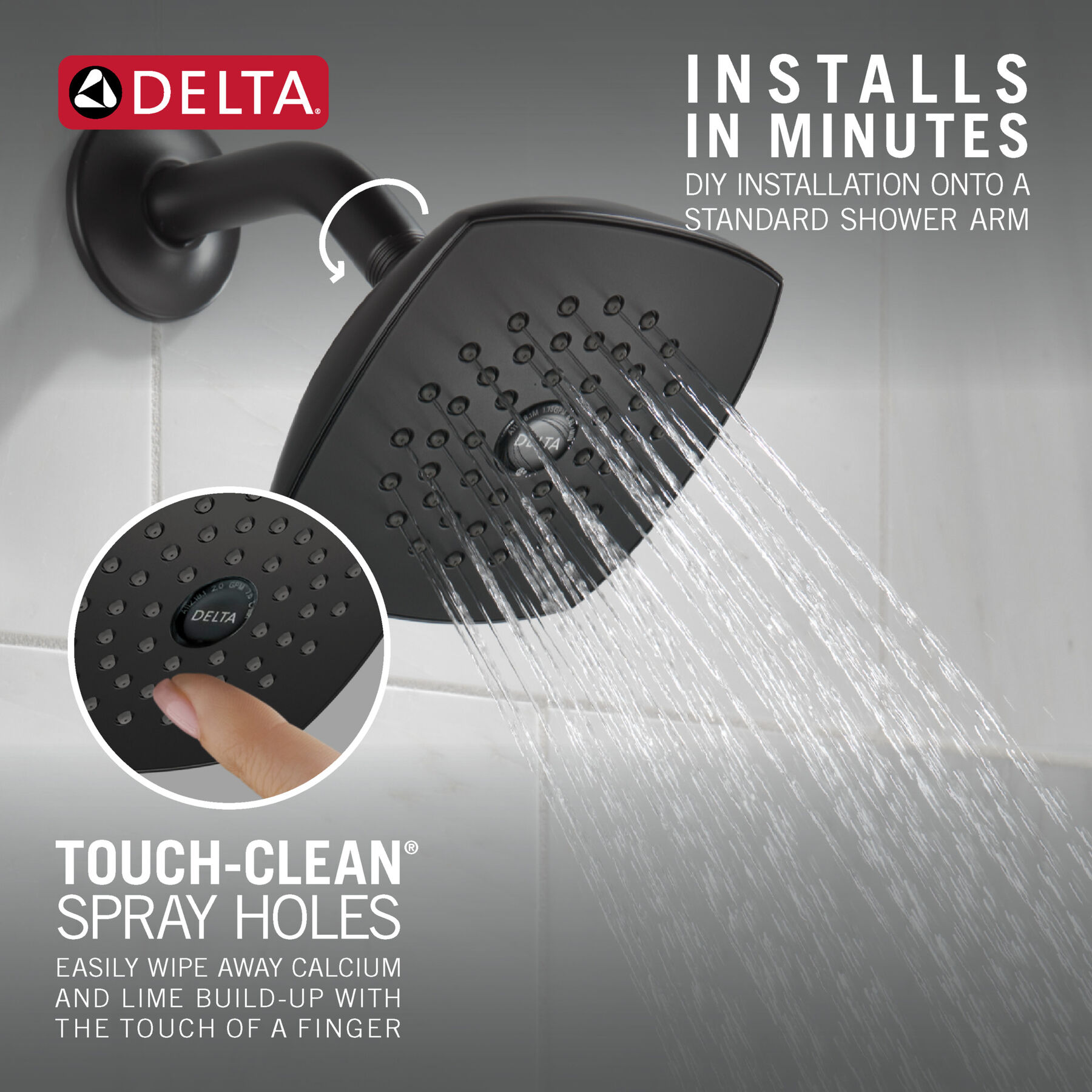 Raincan SingleSetting TouchClean® Shower Head in Matte Black