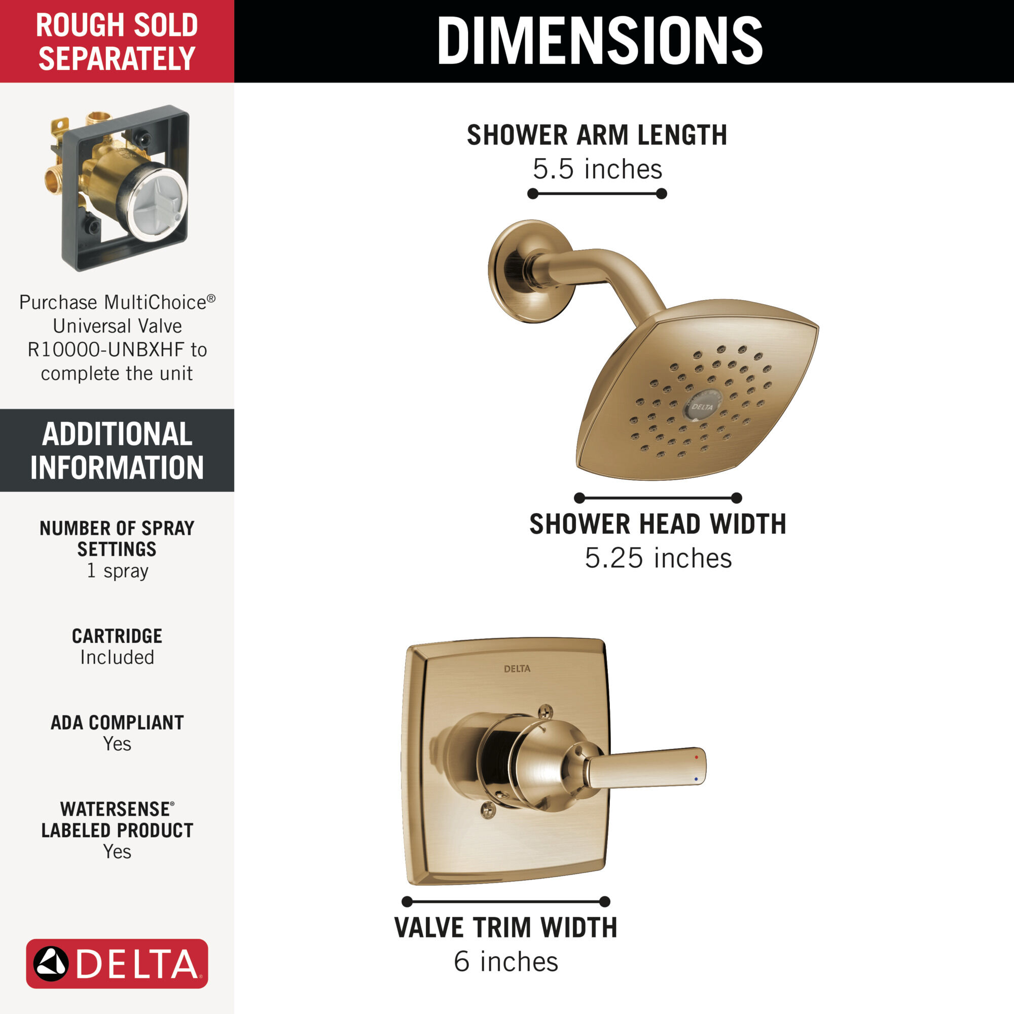 Monitor® 14 Series Shower Trim in Champagne Bronze T14264-CZ