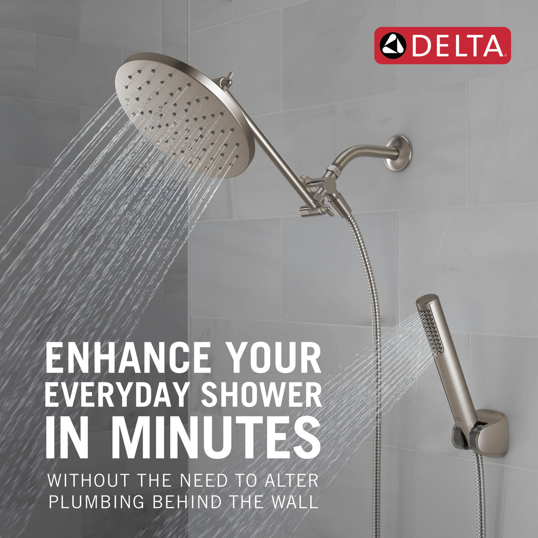 Adjustable Raincan Shower Head with Hand Shower