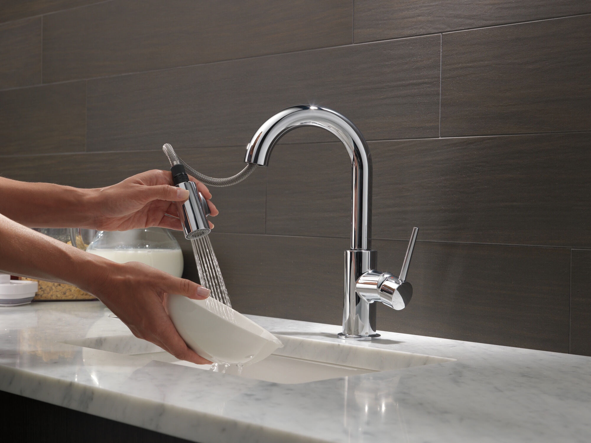 Single Handle Pull-Down Bar/Prep Kitchen Limited Swivel in Chrome