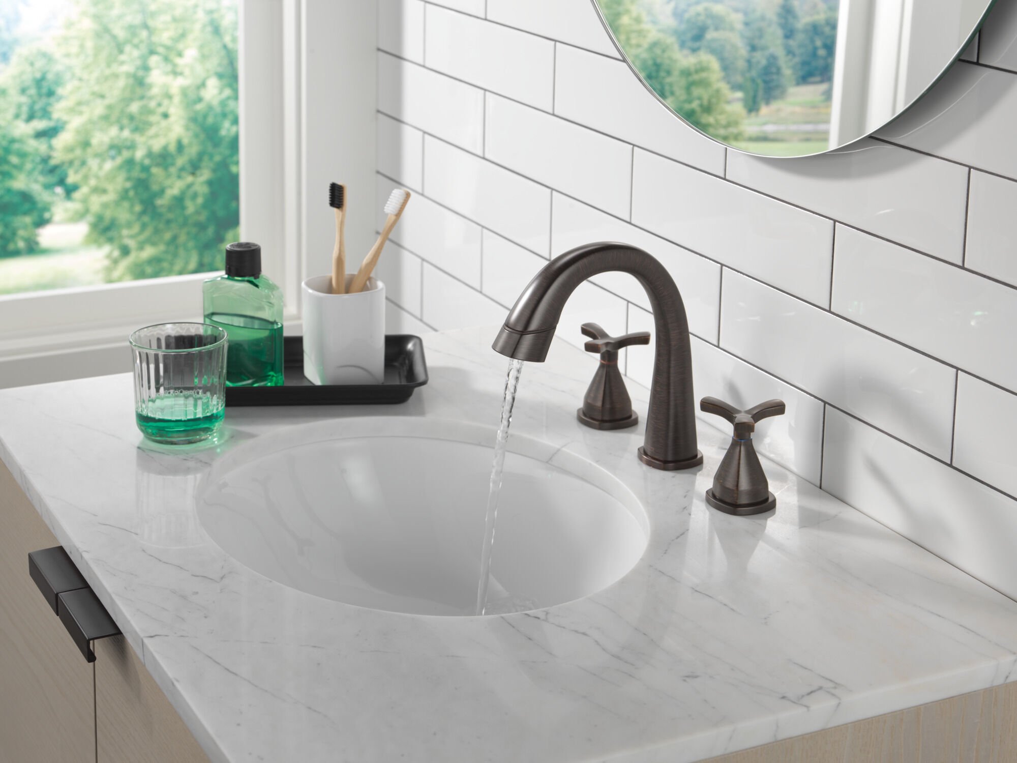 Two Handle Widespread Pull Down Bathroom Faucet in Venetian Bronze