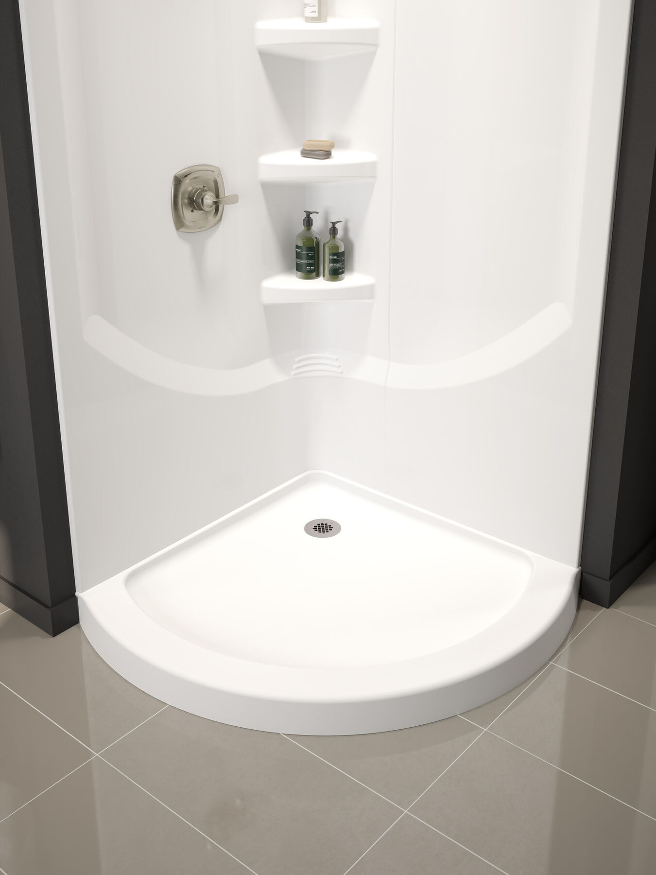 38'' DirecttoStud Corner Shower Wall Set in High Gloss White B67916