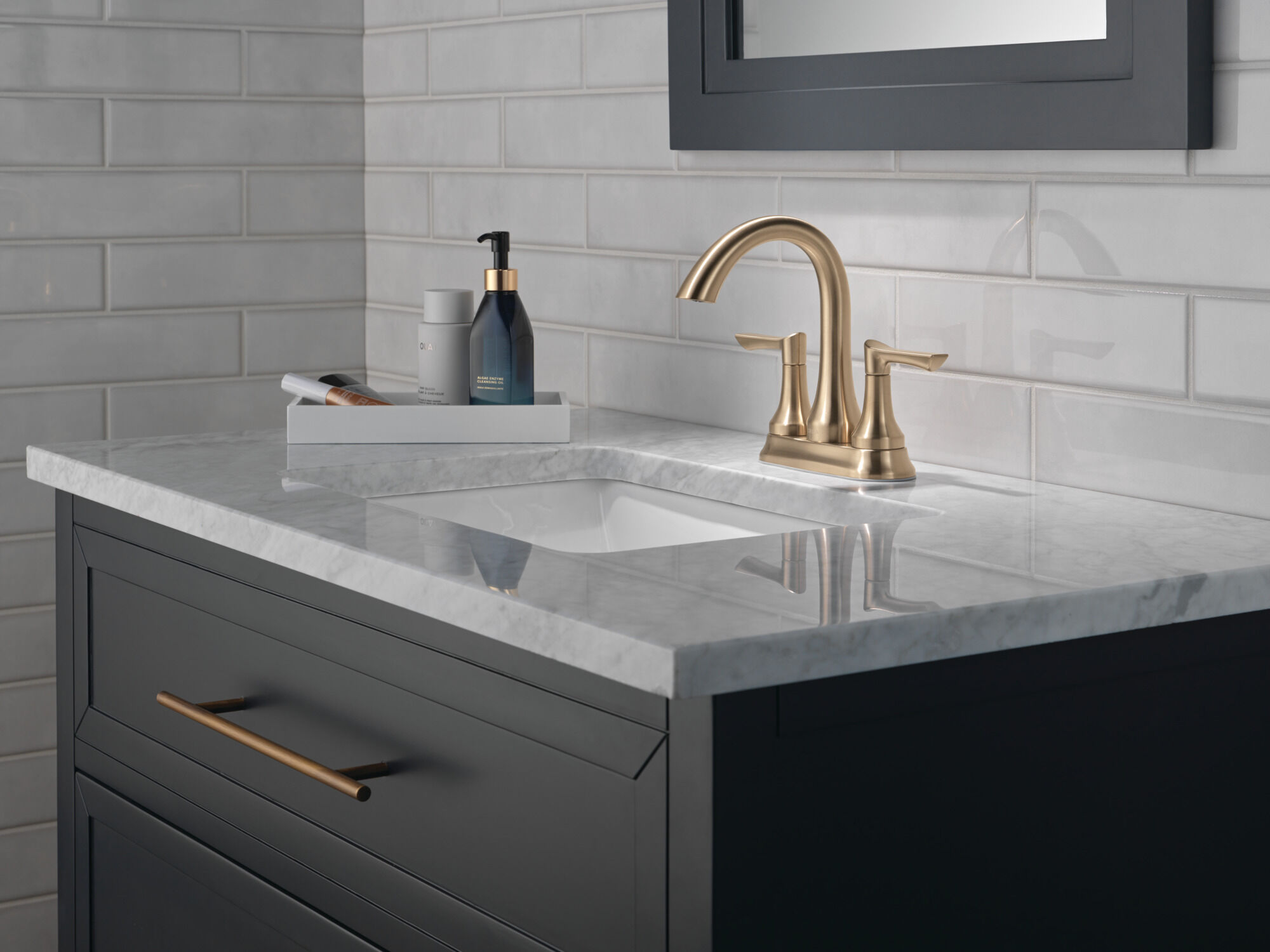 Two Handle Centerset Lavatory Faucet in Champagne Bronze 25827LF