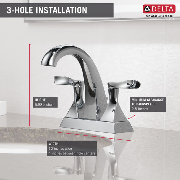 Two Handle Centerset Bathroom Faucet in Chrome 25741LF | Delta Faucet