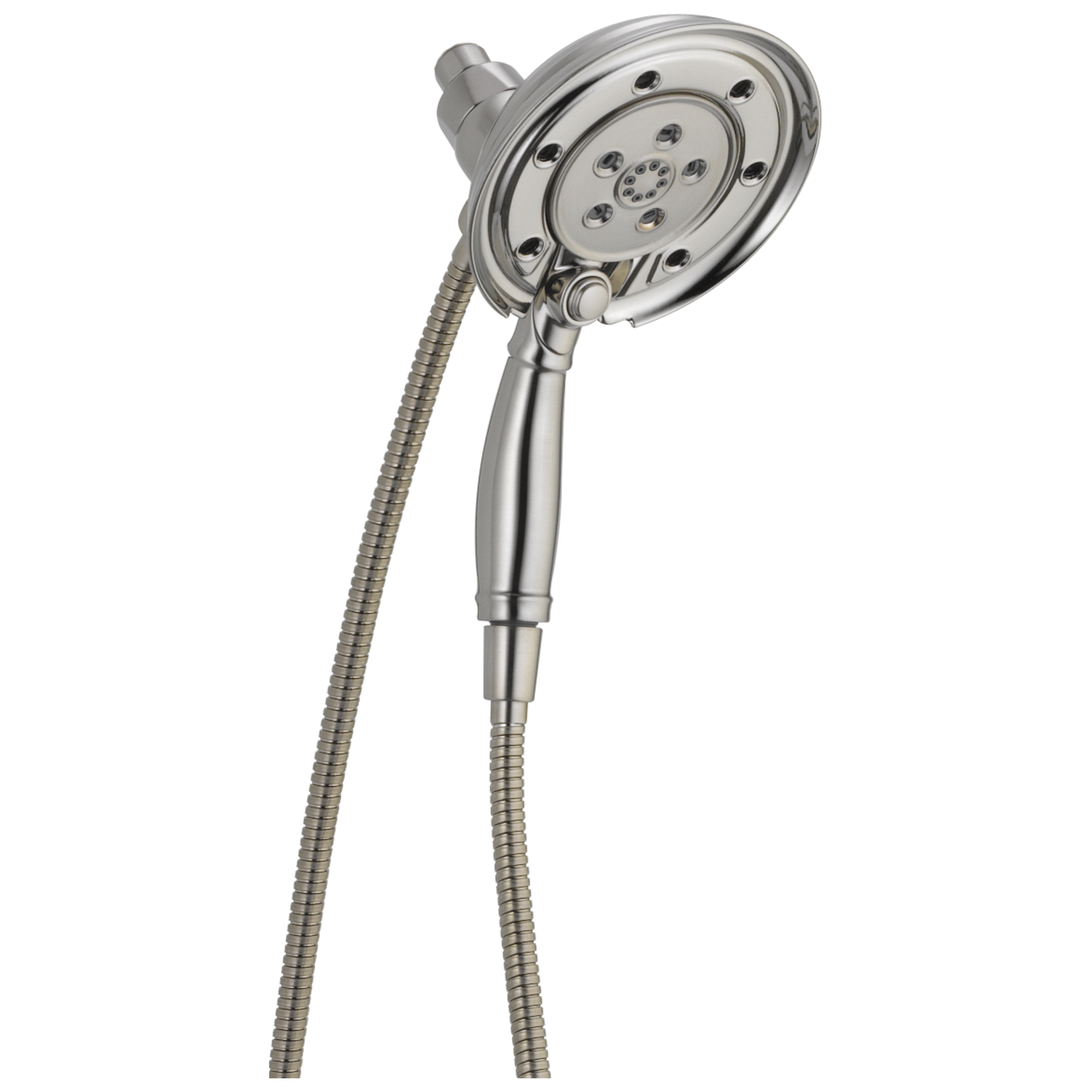 Delta 58471-SS-PK H2Okinetic Technology In2ition 4-Setting Two-in-One Hand shower Shower Head, Stainless Delta Faucet 4-Spray H2Okinetic In2ition 2-in-1 Dual Hand Held