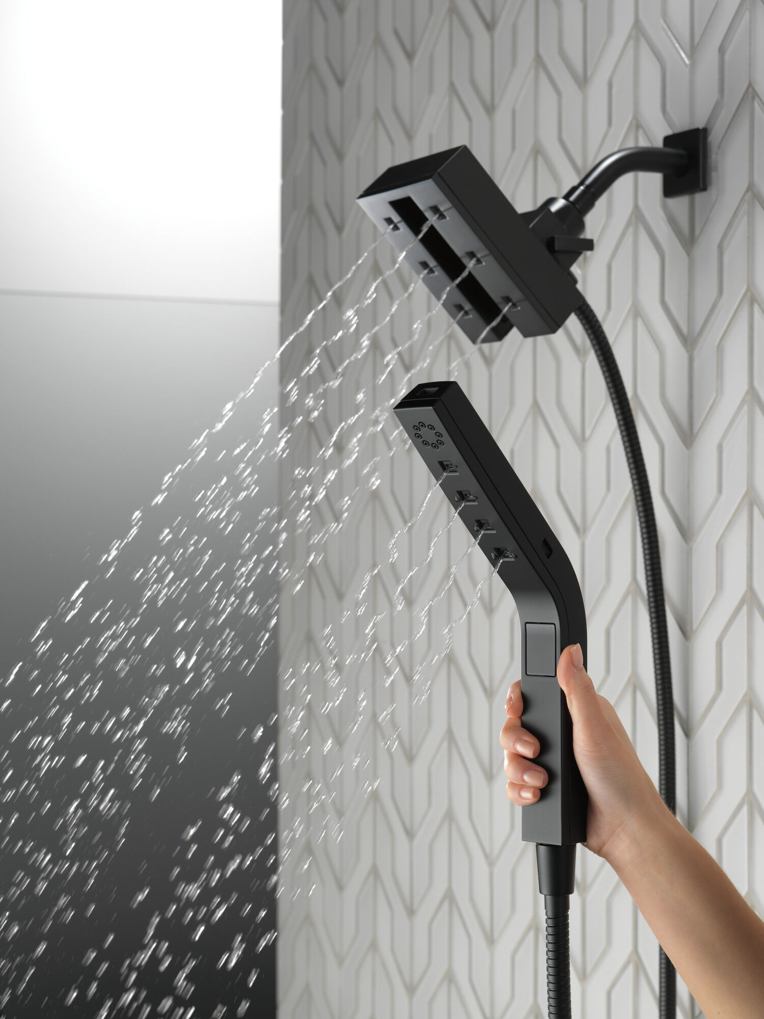 H2Okinetic® In2ition® 4-Setting Two-in-One Shower in Matte Black