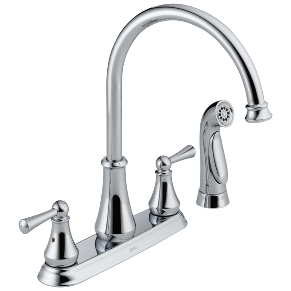 Two Handle Kitchen Faucet with Spray in Chrome 21902LF | Delta Faucet