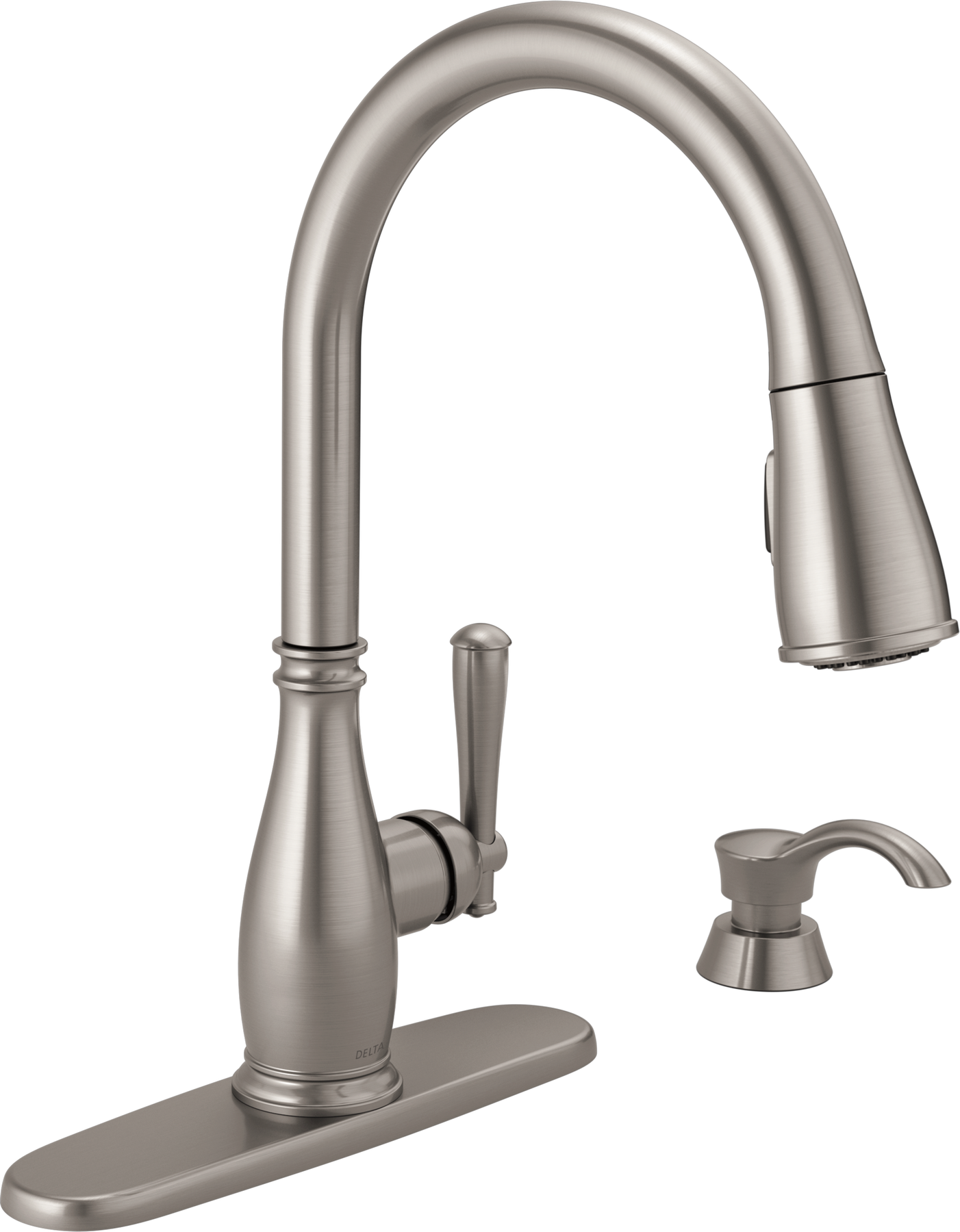 Single Handle Pull-Down Kitchen Faucet with Soap Dispenser in