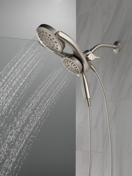 Hydrorain 4 Setting Two In One Shower Head Recertified In Spotshield Brushed Nickel dsn R Delta Faucet