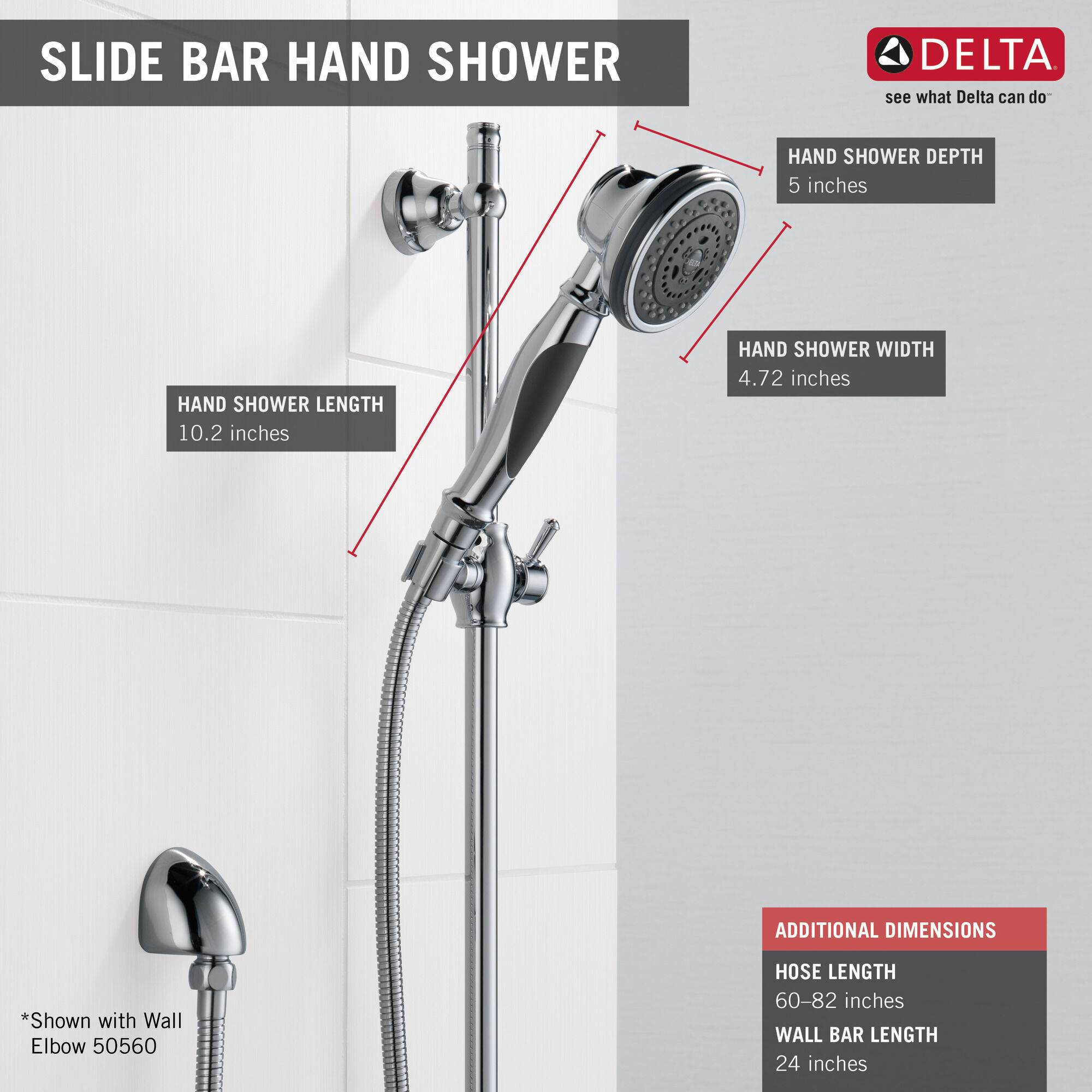 Details about   Hand Shower Polished Chrome 3-Spray Wall Mount Round Head With Slide Bar Kit 