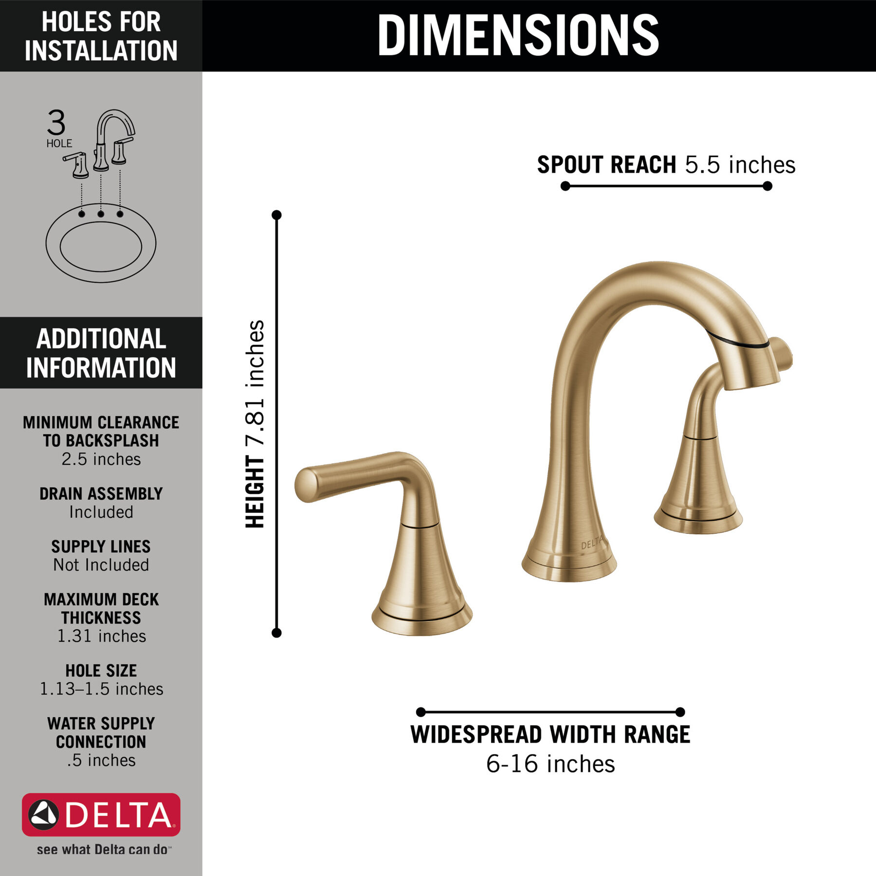 Two Handle Widespread PullDown Bathroom Faucet in Champagne Bronze 3533LFCZPDMPU Delta Faucet