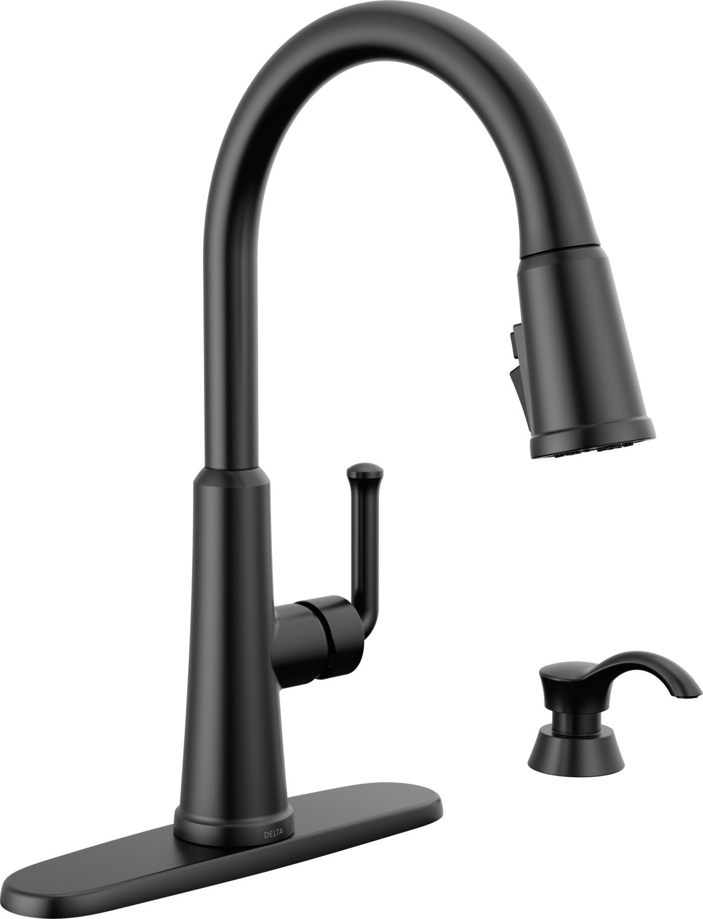 Single Handle Pull-Down Kitchen Faucet with Soap Dispenser and