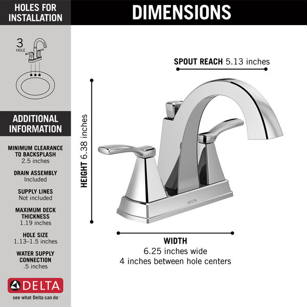 Two Handle Centerset Bathroom Faucet In Chrome 25768lf Delta - How To Remove A 3 Hole Delta Bathroom Faucet