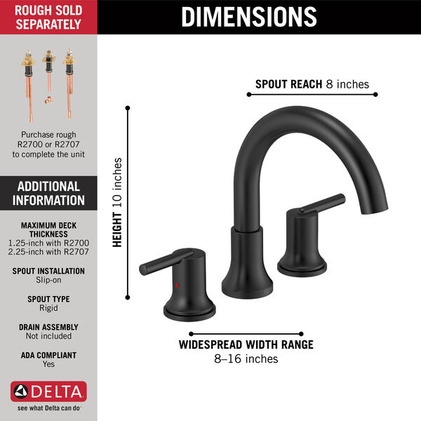 Roman Tub Trim T2759 Bl Delta Faucet