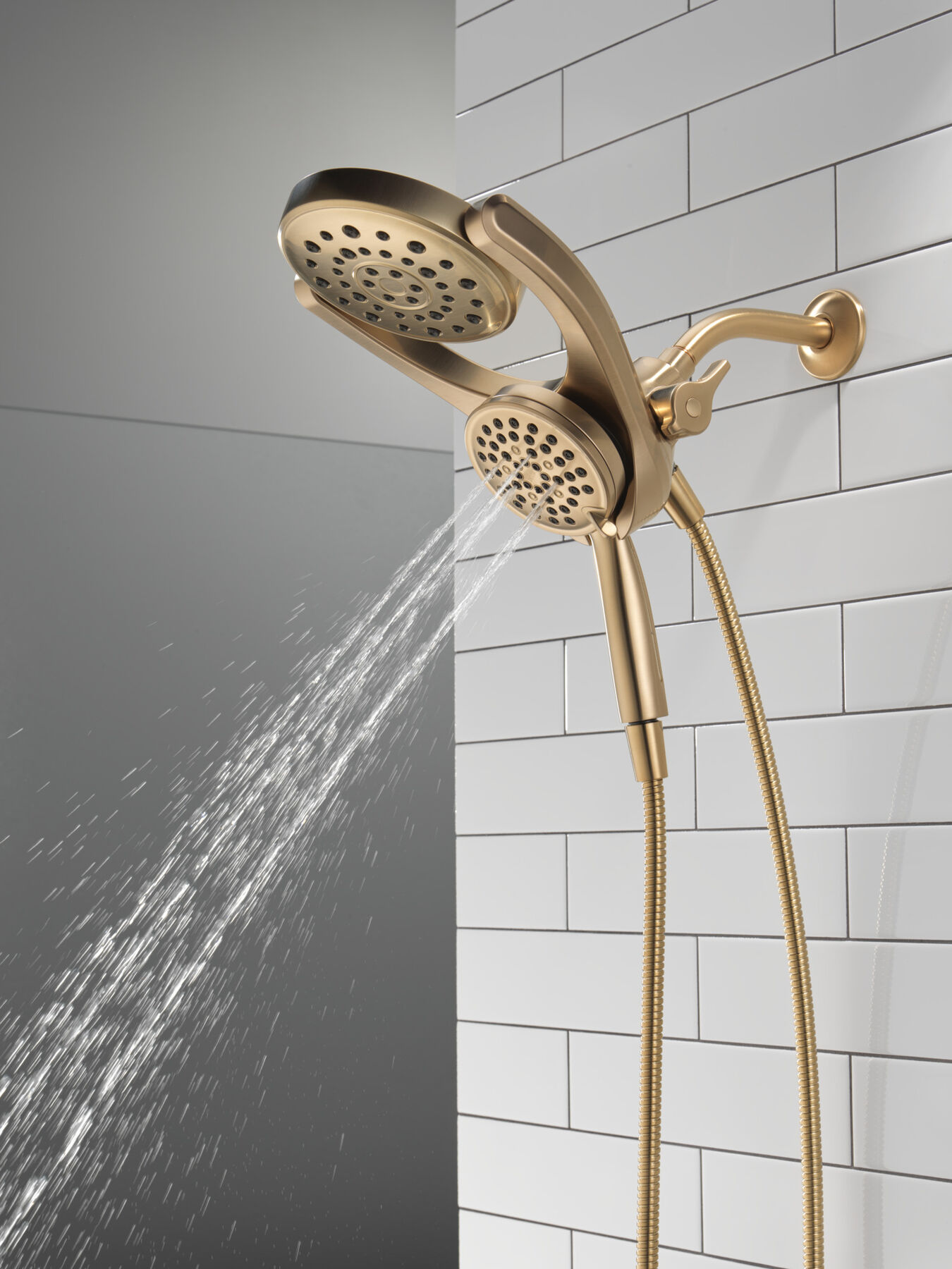 HydroRain® 4Setting TwoinOne Shower Head in Champagne Bronze