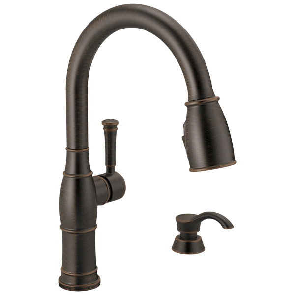Single Handle Pull-Down Kitchen Faucet with Soap Dispenser and ShieldSpray®  Technology